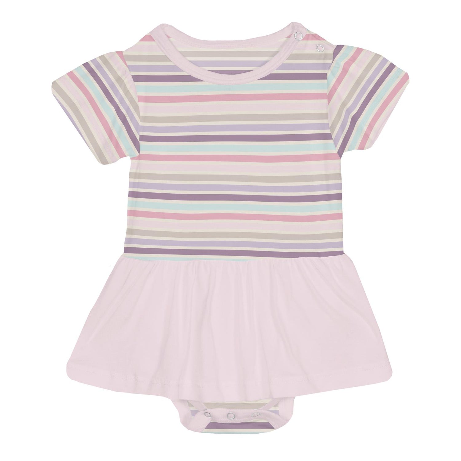 Print Short Sleeve Skirted One Piece in Ice Cream Stripe (359647)