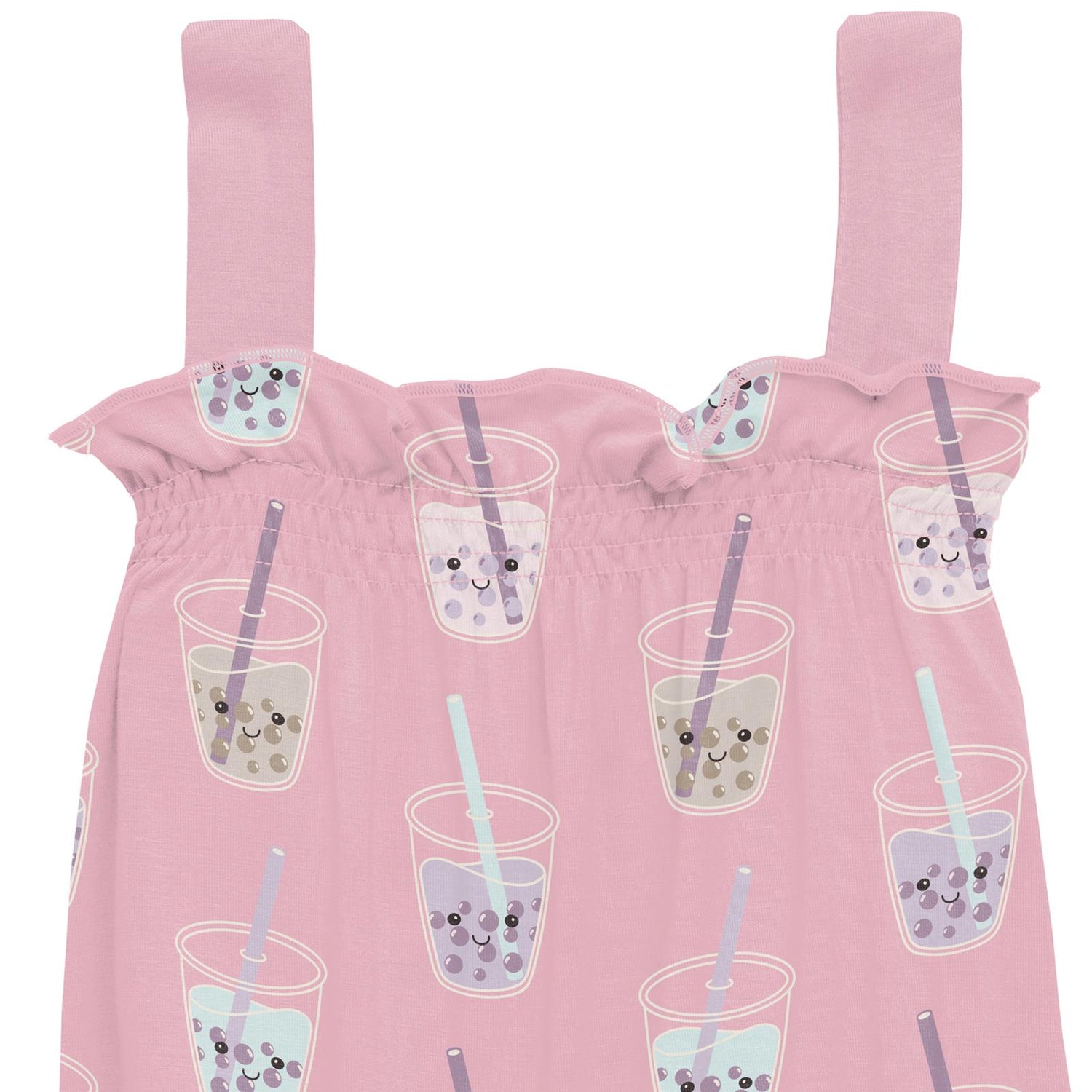 Print Gathered Romper in Cake Pop Boba (362652)
