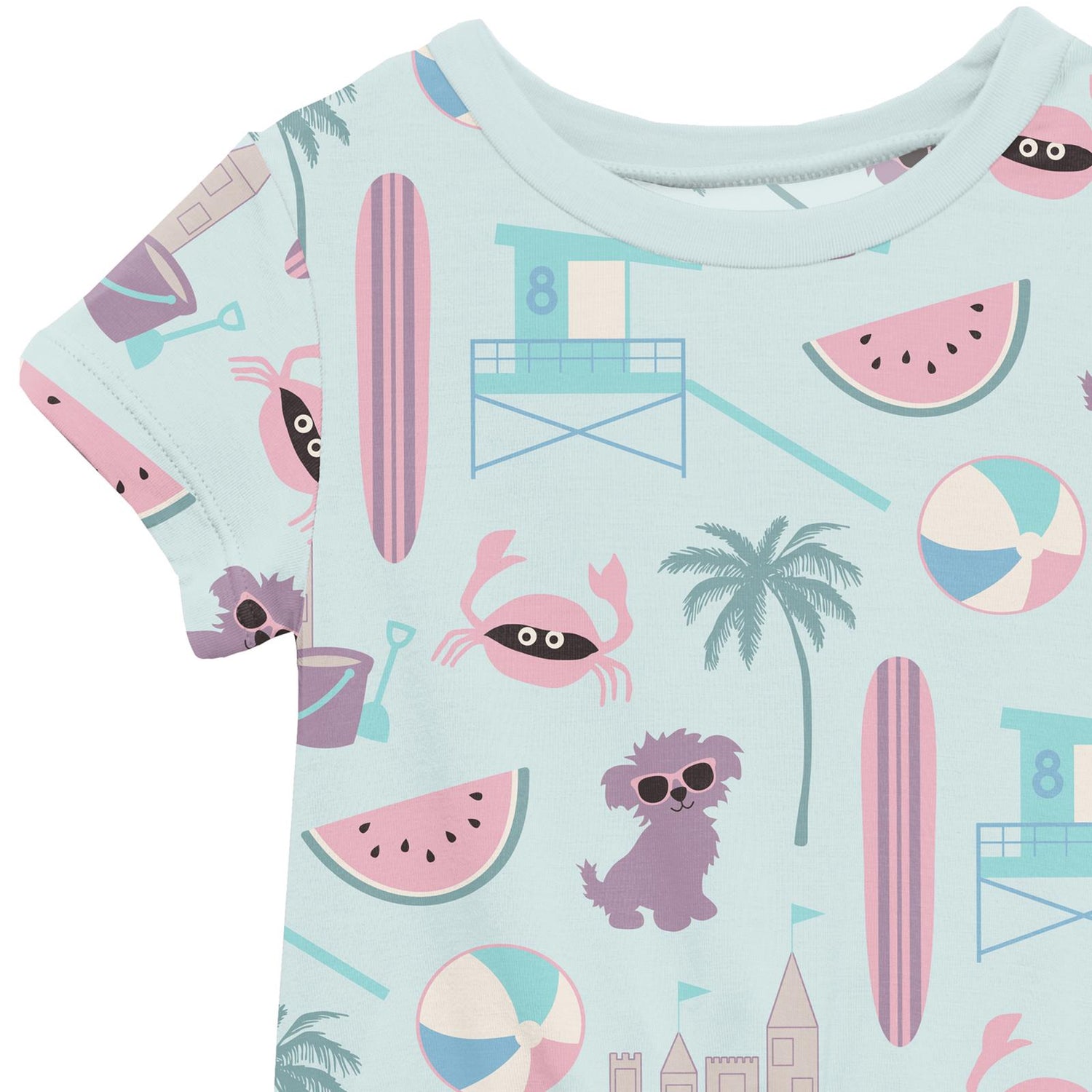 Print Short Sleeve Playtime Outfit Set in Fresh Air Beach Day (362685)