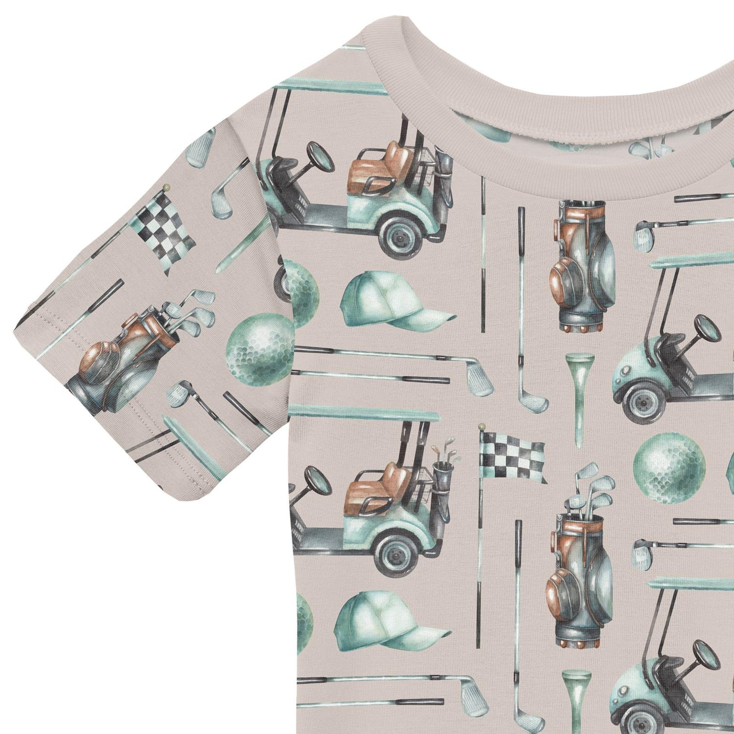 Print Short Sleeve Crew Neck Tee in Latte Golf (362687)