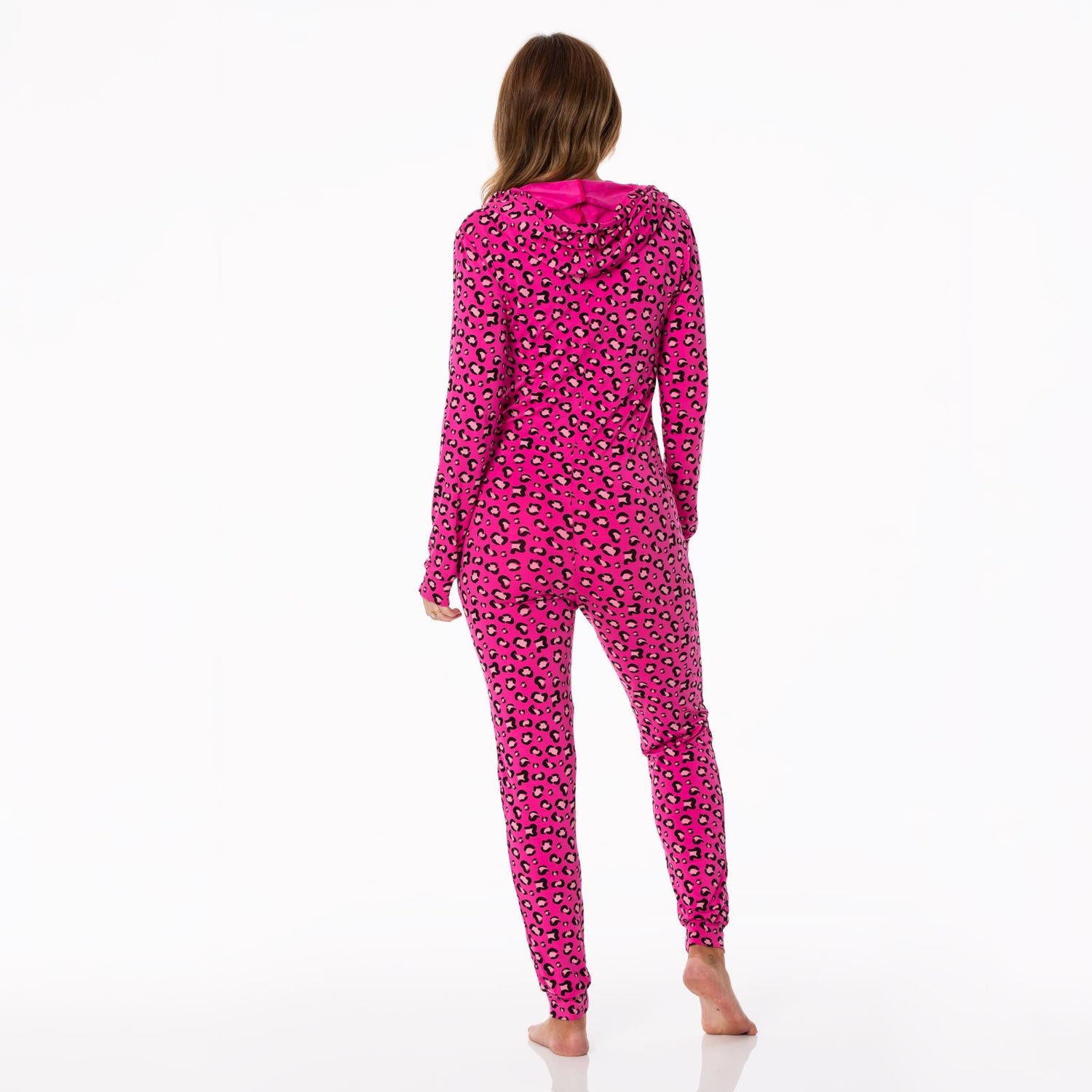 Women's Print Long Sleeve Jumpsuit with Hood in Calypso Cheetah Print