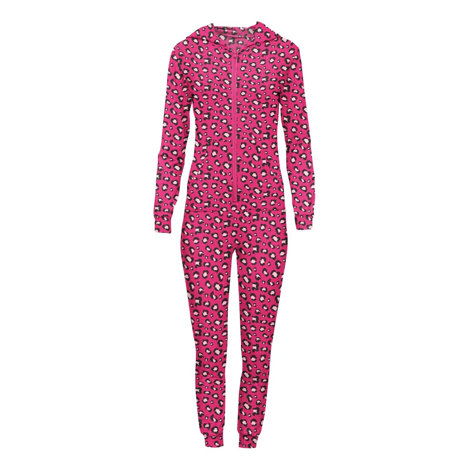 Women's Print Long Sleeve Jumpsuit with Hood in Calypso Cheetah Print