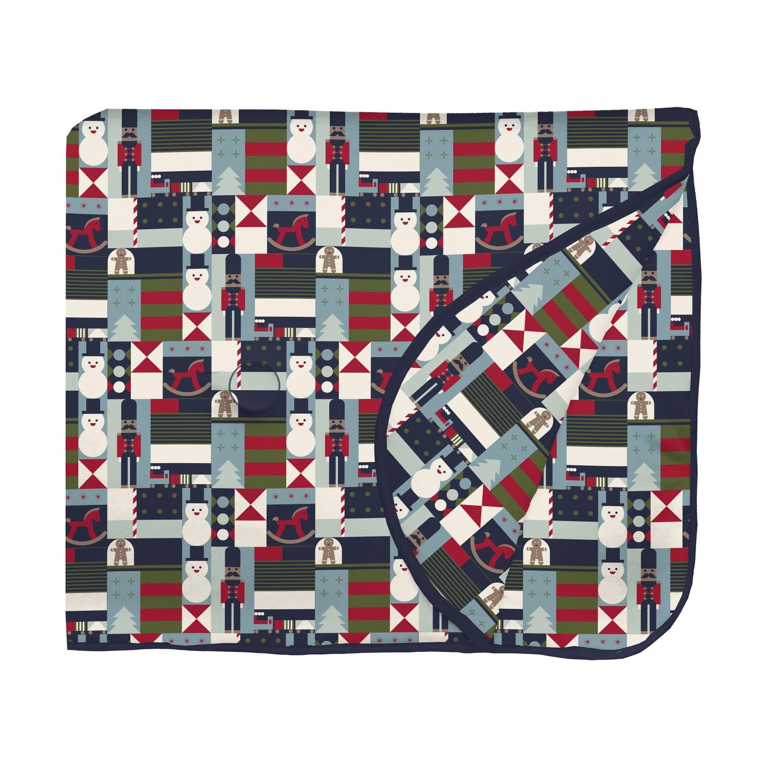 Print Fluffle Throw Blanket with Embroidery in Peacoat Mod Christmas (342004)