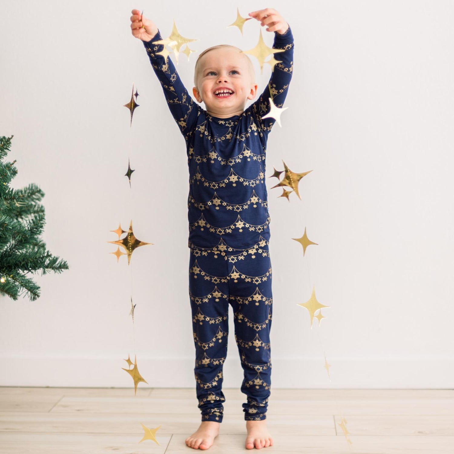 Print Long Sleeve Pajama Set in Winter Garland (360519)