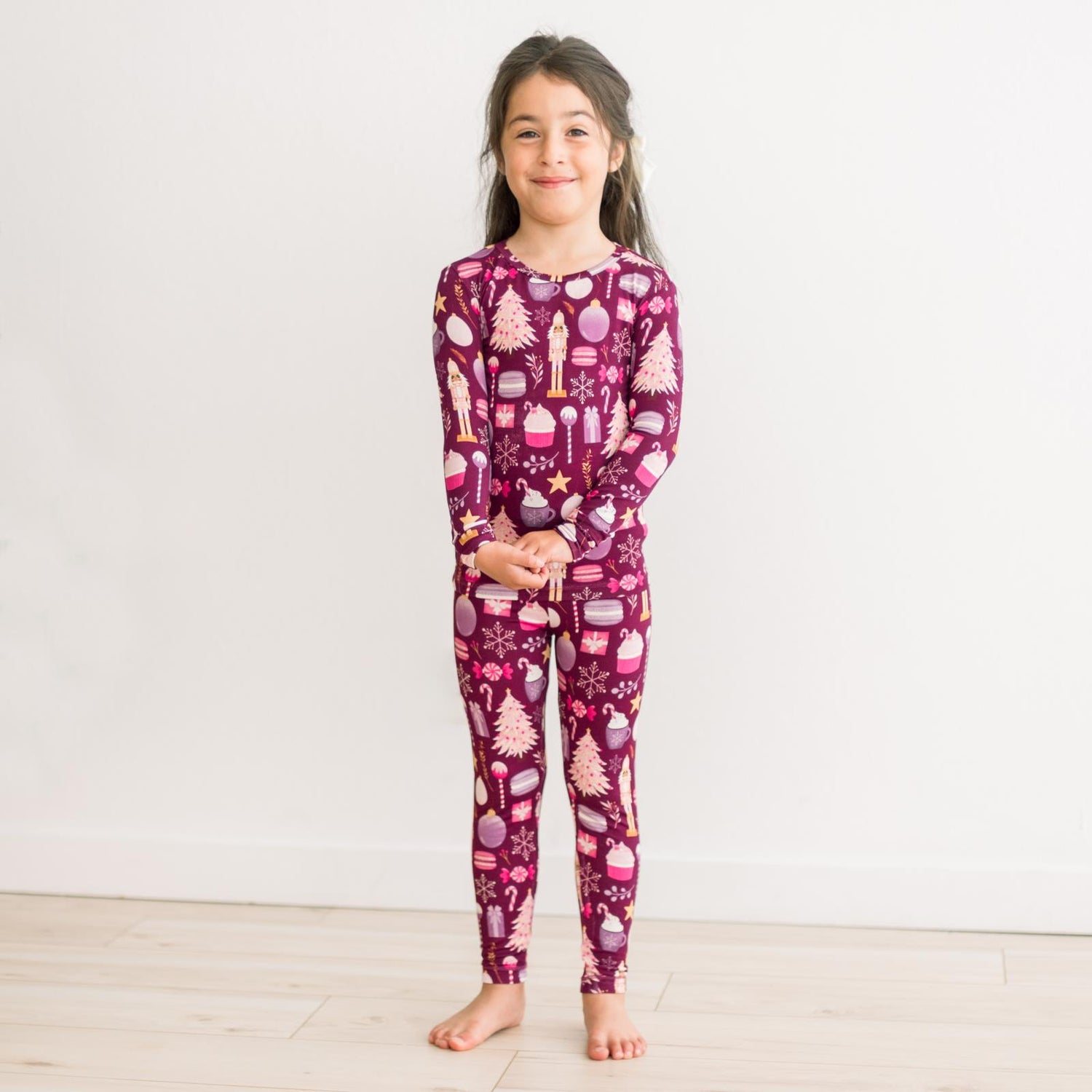 Print Long Sleeve Pajama Set in Melody Sugar Plum (360520)