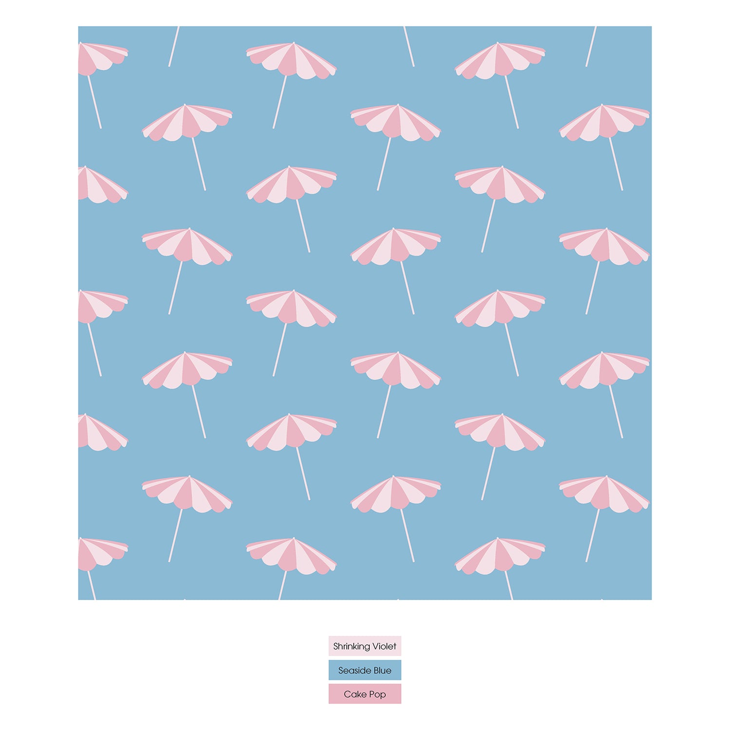 Print Short Sleeve Babydoll Outfit Set with Shorts in Seaside Blue Beach Umbrellas (331573)