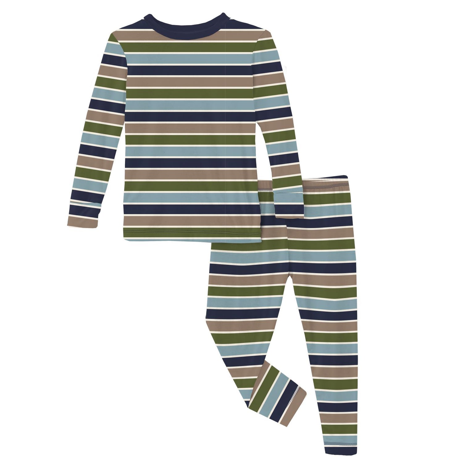 Print Long Sleeve Pajama Set in Fall Vibes Stripe (343700)