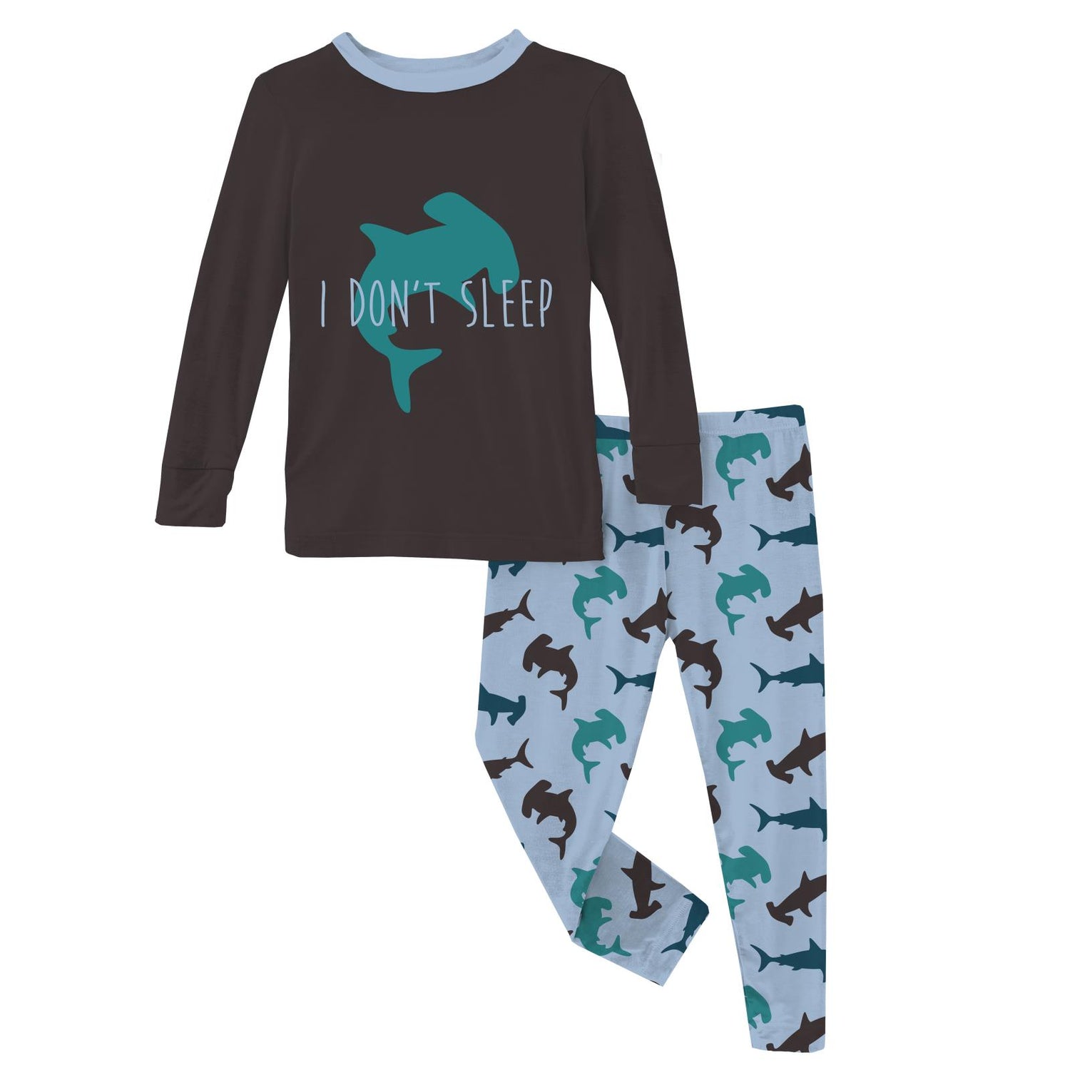 Long Sleeve Graphic Tee Pajama Set in Pond Hammerhead (227938)