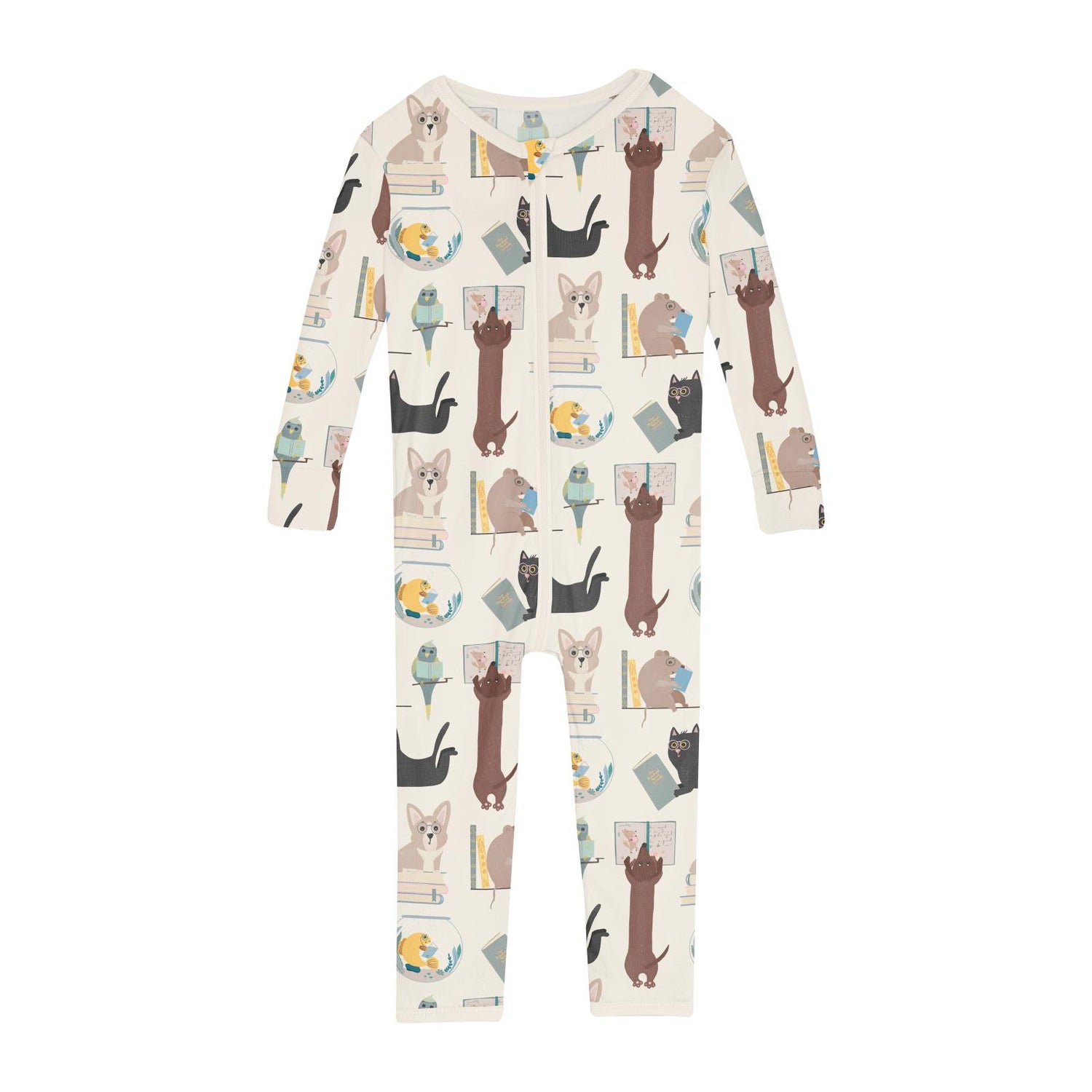 Print Convertible Sleeper with Zipper in Natural Books & Pets (314492)