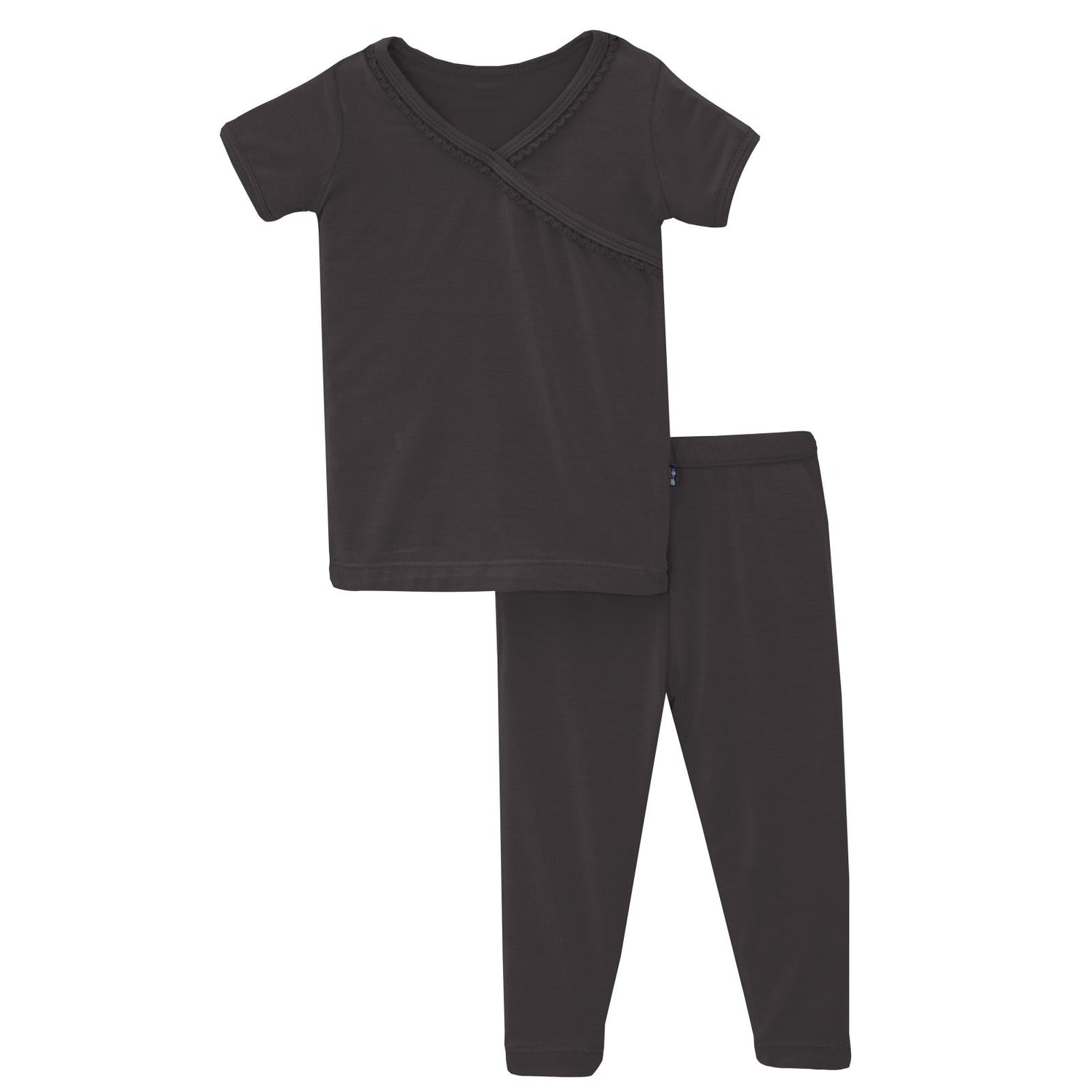 Short Sleeve Scallop Kimono Pajama Set in Midnight (314559)