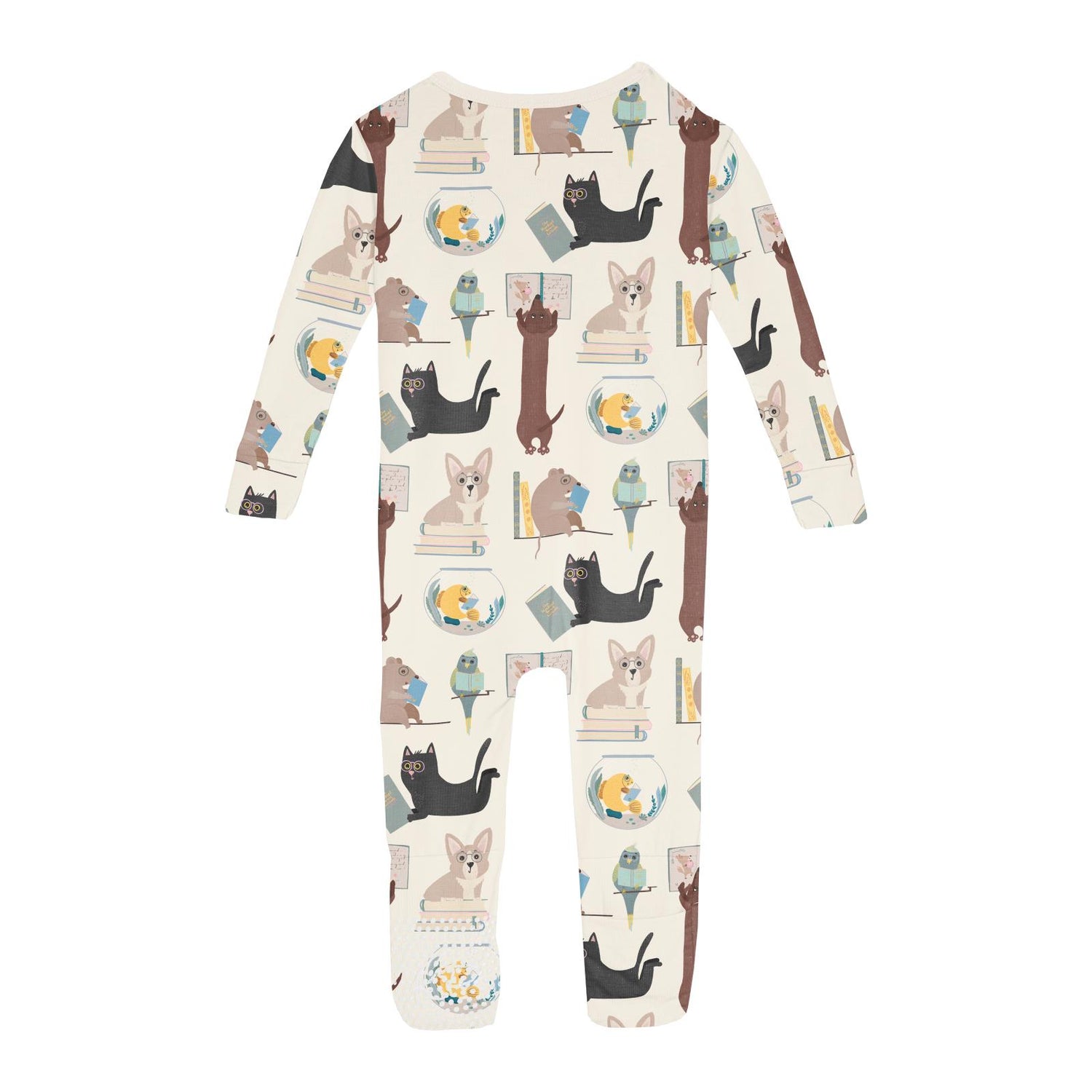 Print Convertible Sleeper with Zipper in Natural Books & Pets (314587)