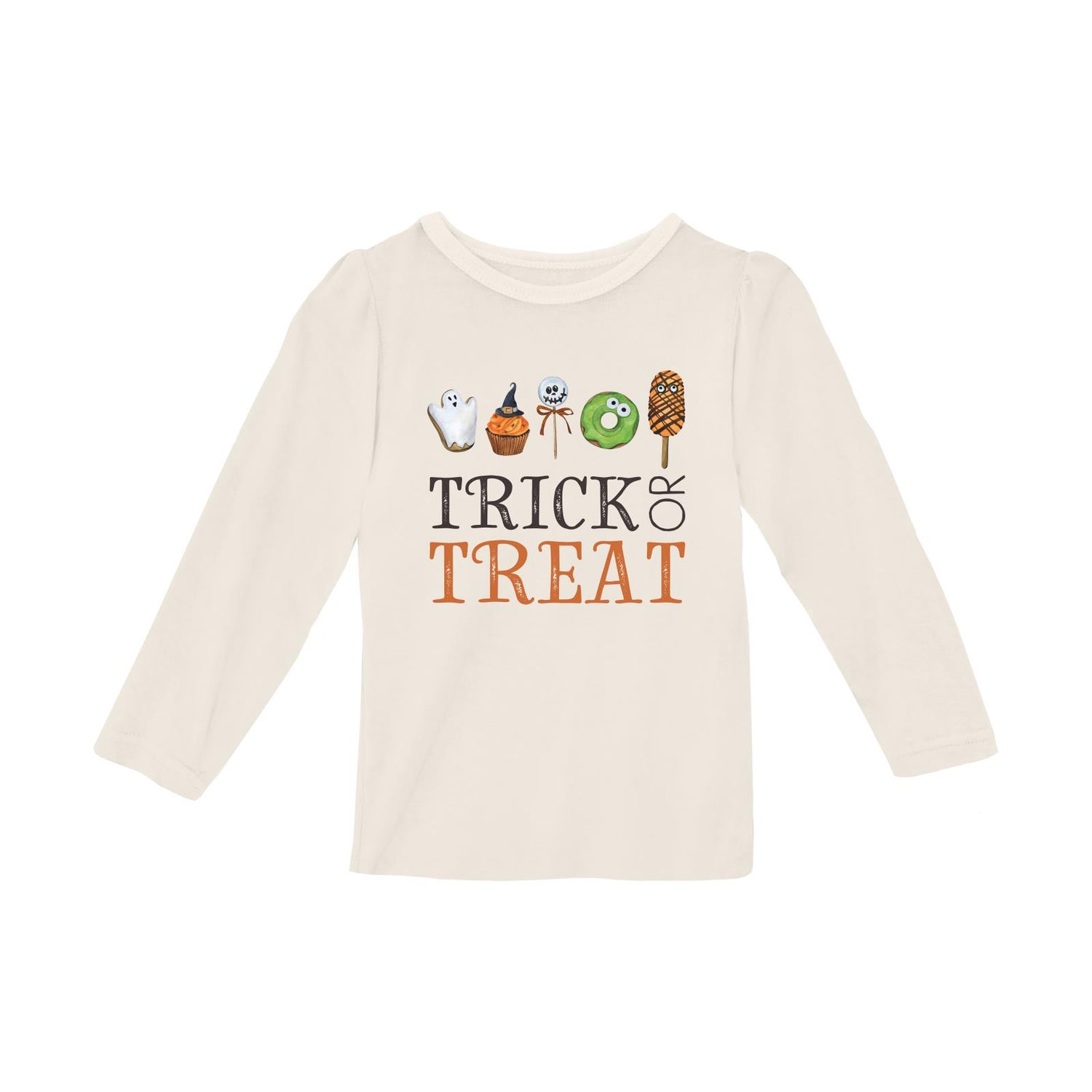 Long Sleeve Graphic Puff Tee in Natural Trick or Treat (334062)