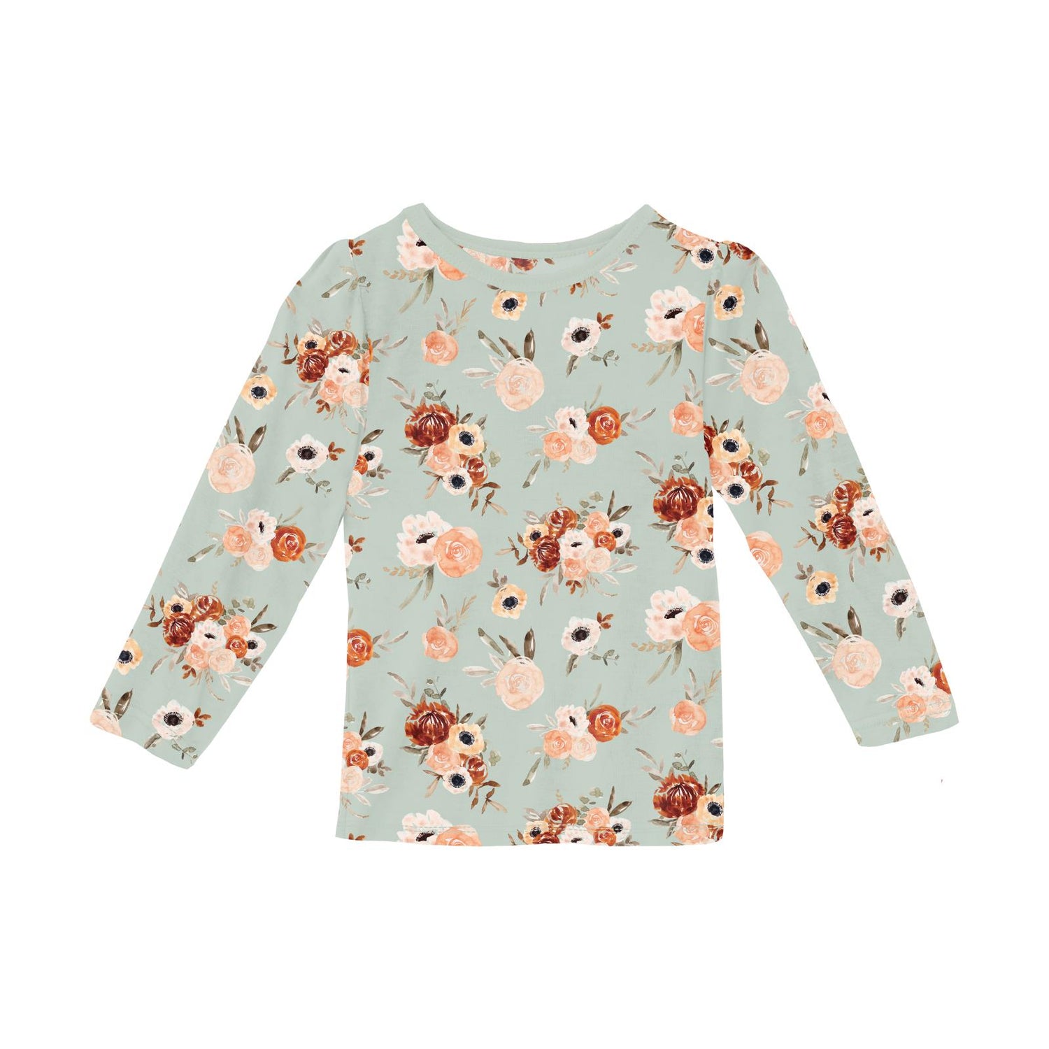 Print Long Sleeve Puff Tee in Aloe Fall Floral (333697)