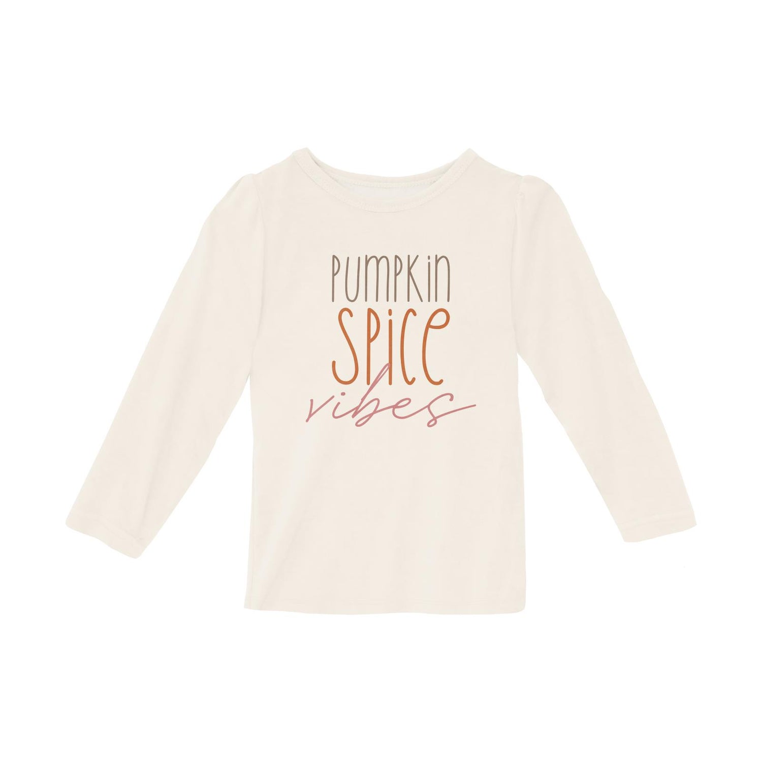 Long Sleeve Graphic Puff Tee in Natural Pumpkin Spice Vibes (333930)