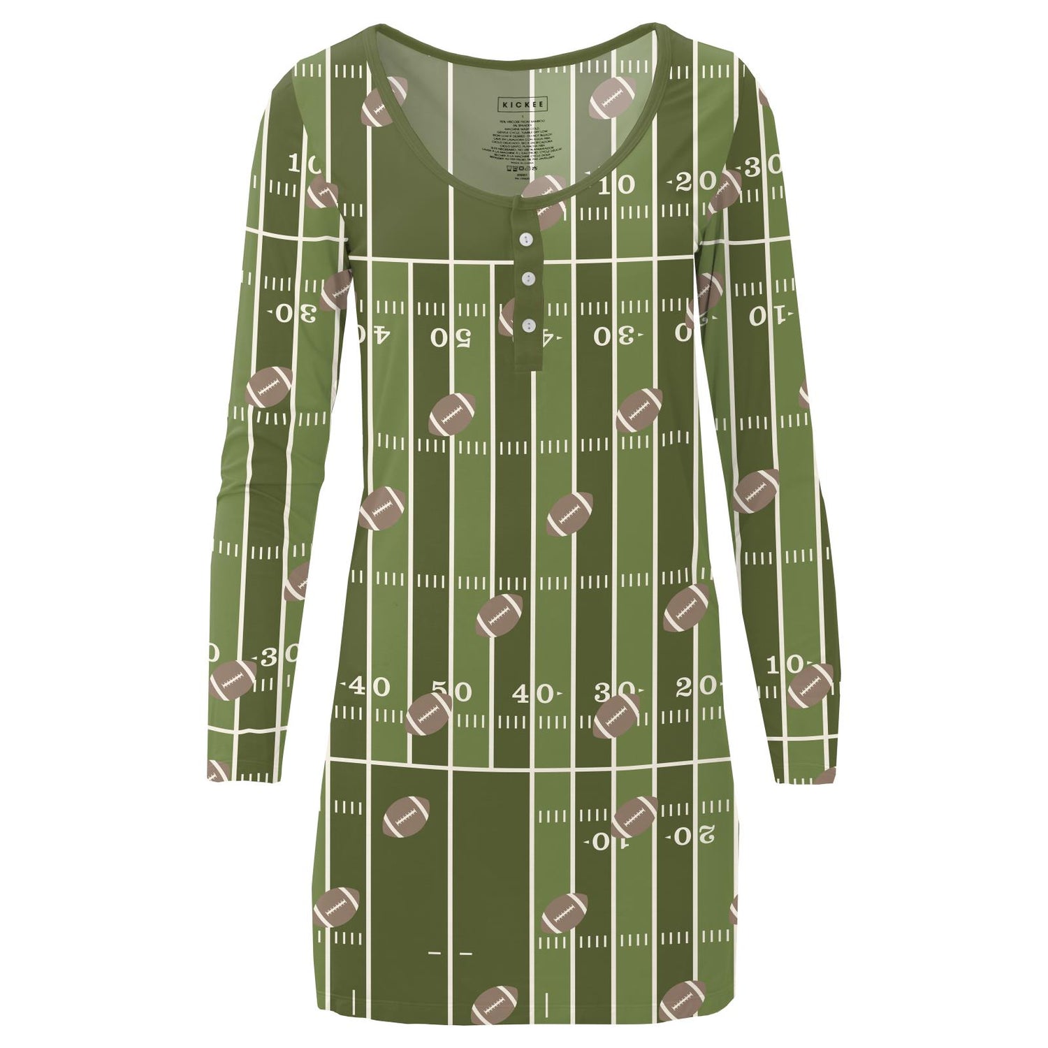 Women's Print Long Sleeve Nightshirt in Pesto Football (333741)