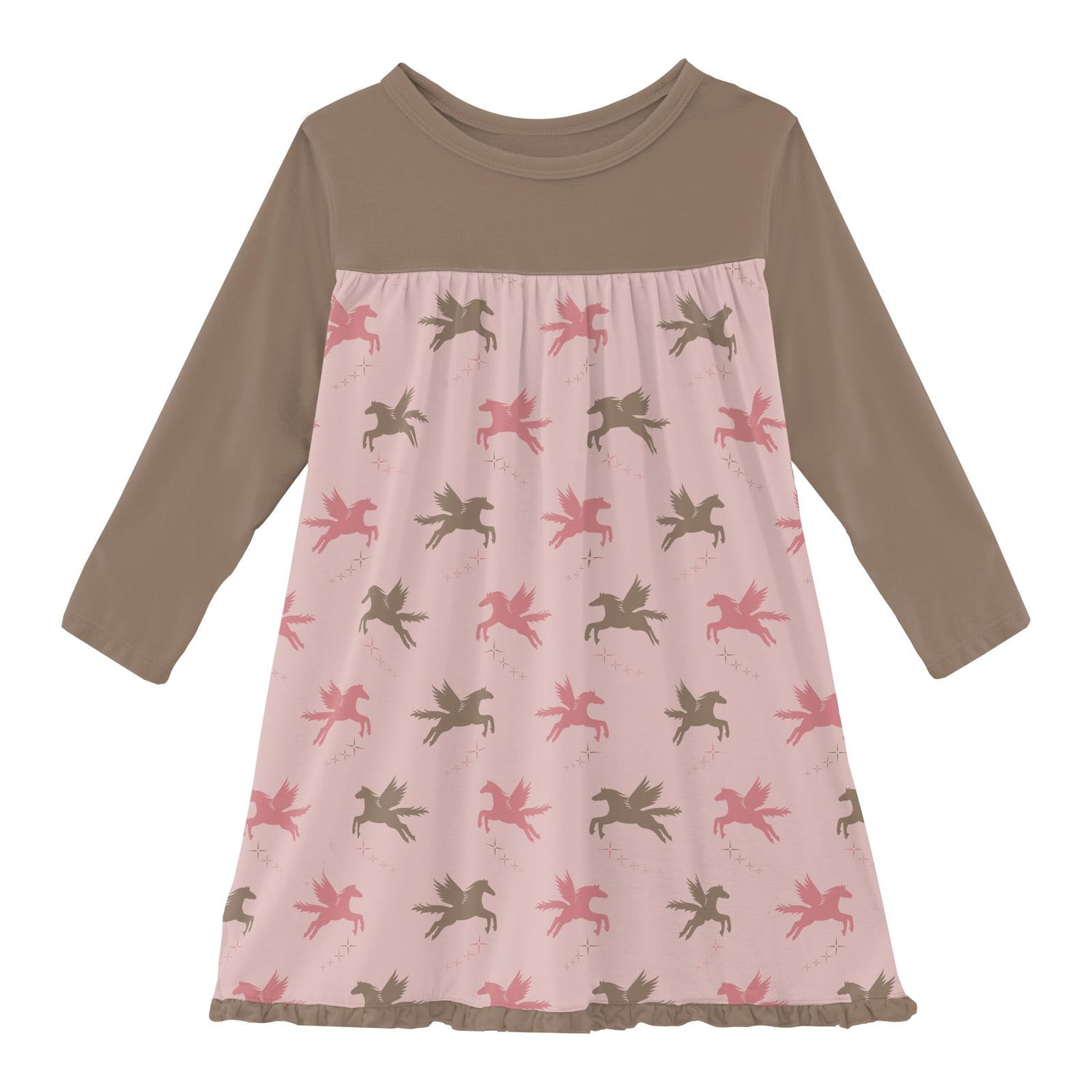 Print Long Sleeve Swing Dress in Baby Rose Pegasus (333881)