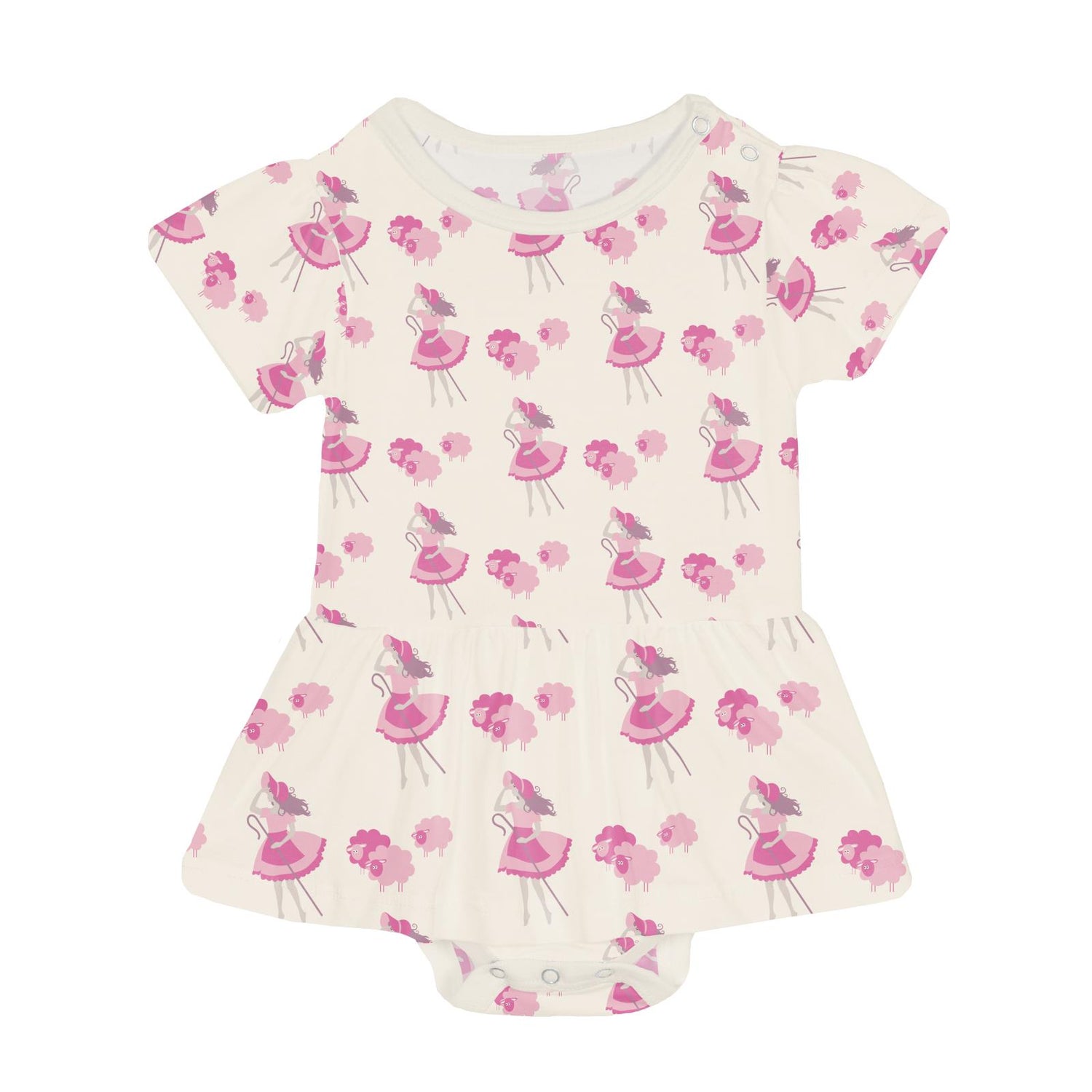 Print Short Sleeve Skirted One Piece in Natural Little Bo Peep (360529)