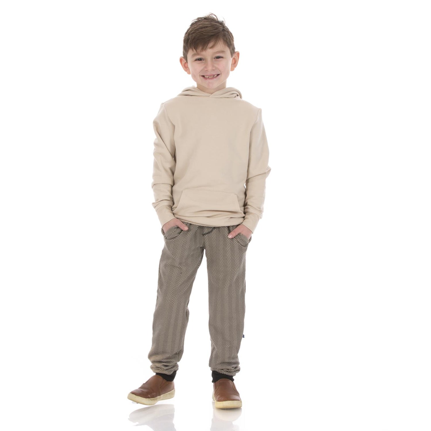 Fleece Kangaroo Pocket Pullover in Burlap (235540)