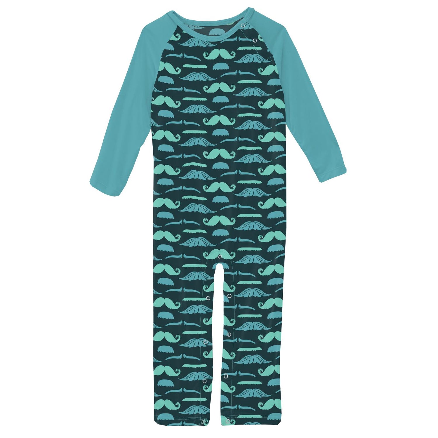 Print Long Sleeve Raglan Romper in Pine Moustaches (233940)
