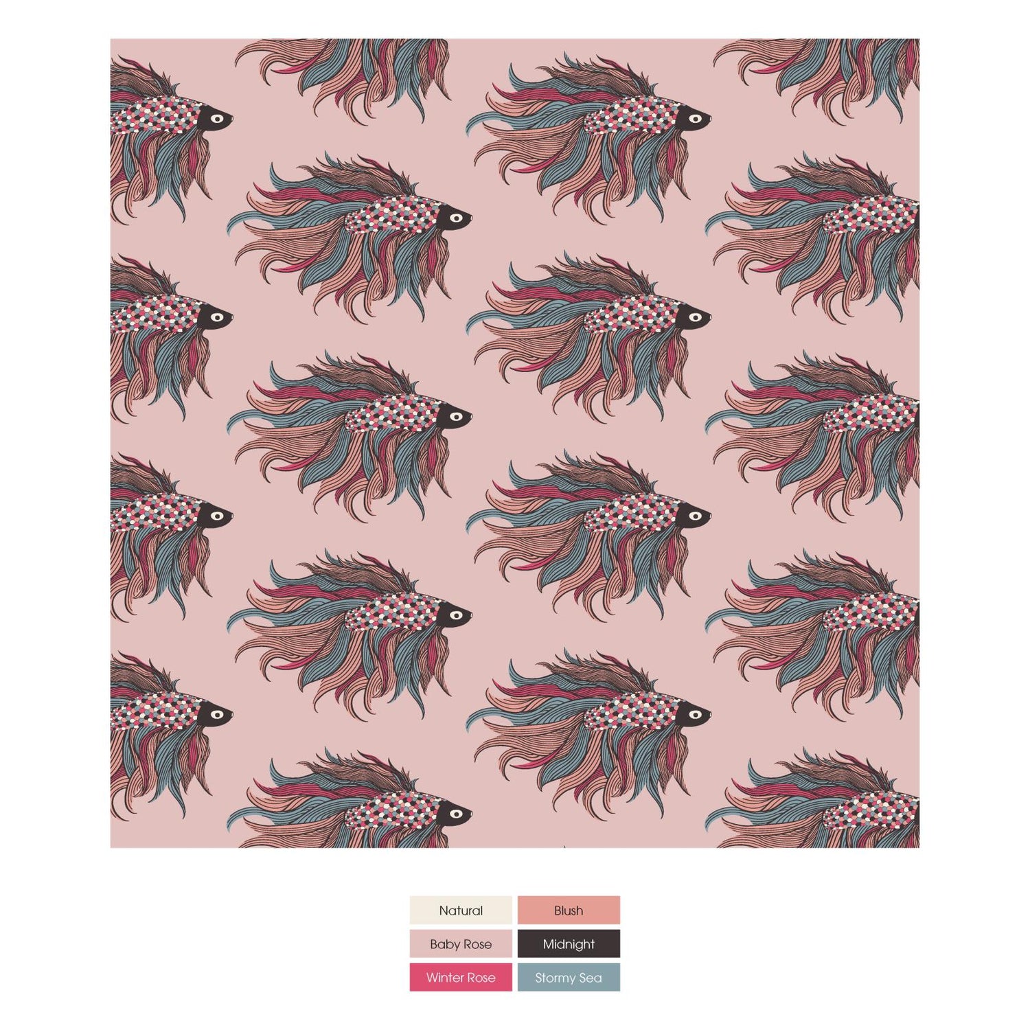 Print Girl's Underwear Set of 3 in Blush Puffer Family, Midnight & Baby Rose Rainbow Fish (305274)