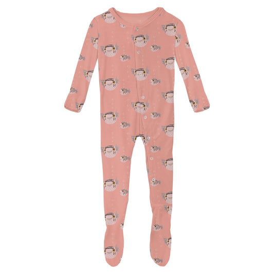 Print Footie with Snaps in Blush Puffer Family (308045)