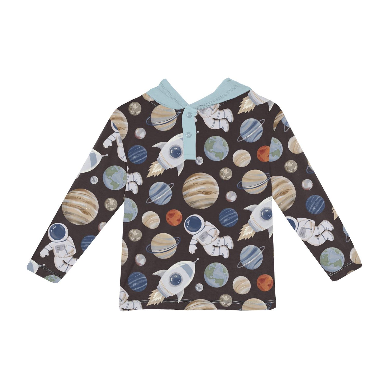Print Long Sleeve Hoodie Tee in Midnight Space Dream (351870)