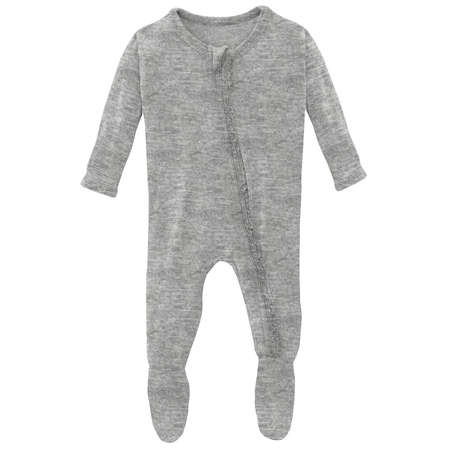 Muffin Ruffle Footie with Zipper in Heathered Mist (215020)