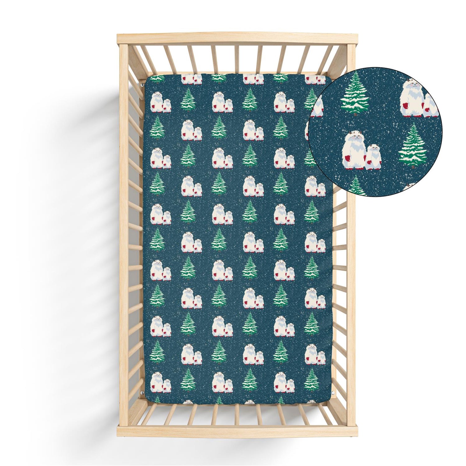 Print Grow with me Crib to Twin Fitted Sheet in Peacock Yeti