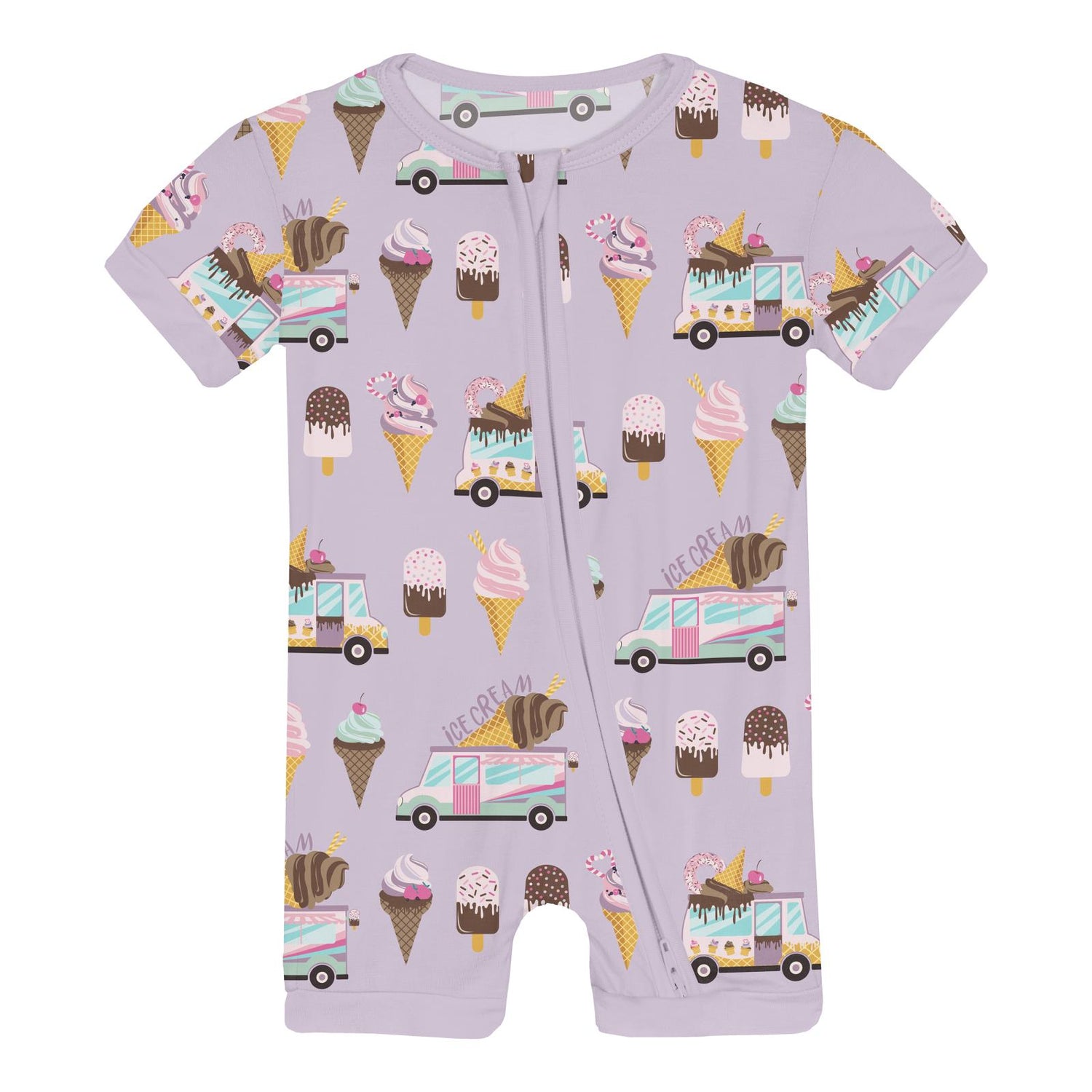 Print Shorty Sleeper with Zipper in Thistle Ice Cream Truck (341375)