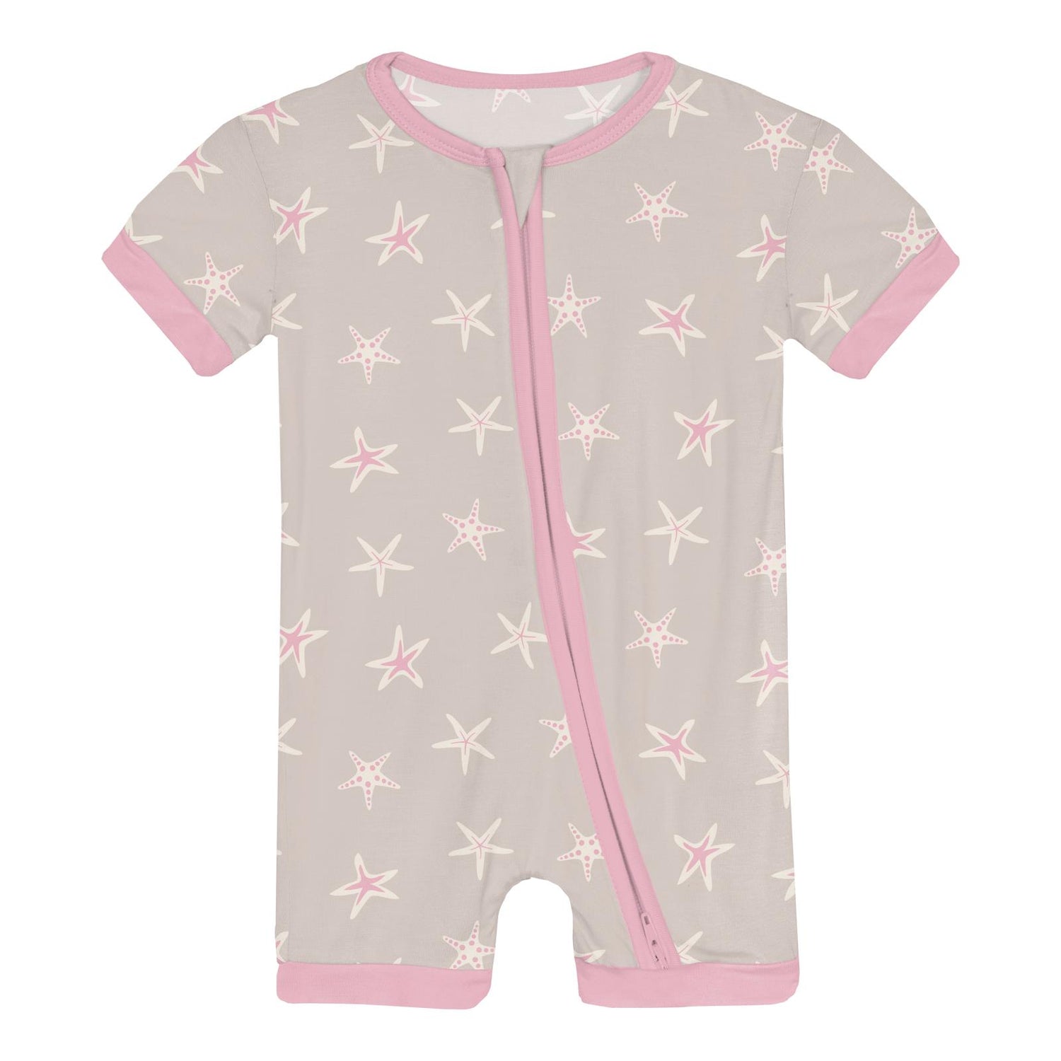 Print Shorty Sleeper with Zipper in Latte Starfish (341359)