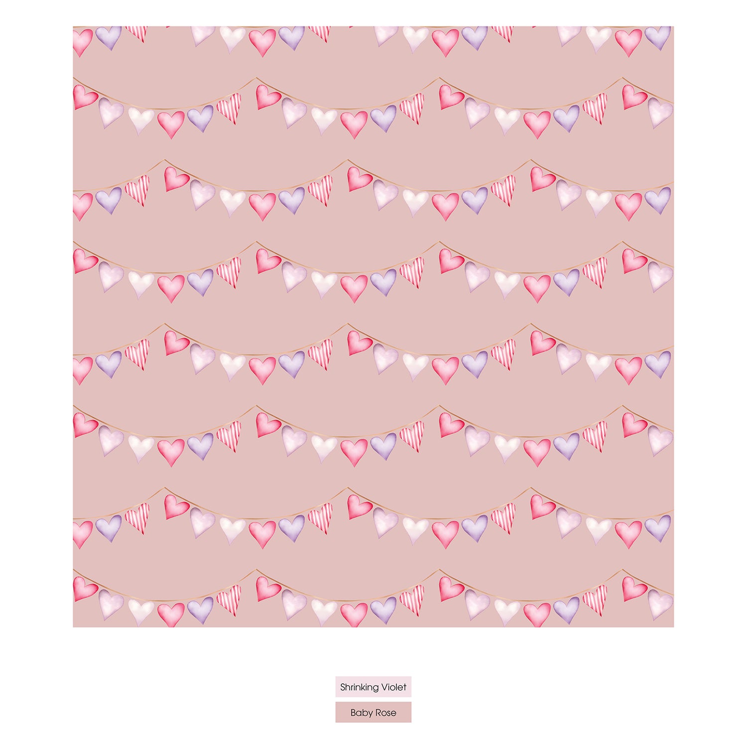Print Fluffle Throw Blanket with Embroidery in Baby Rose Heart Bunting (378824)