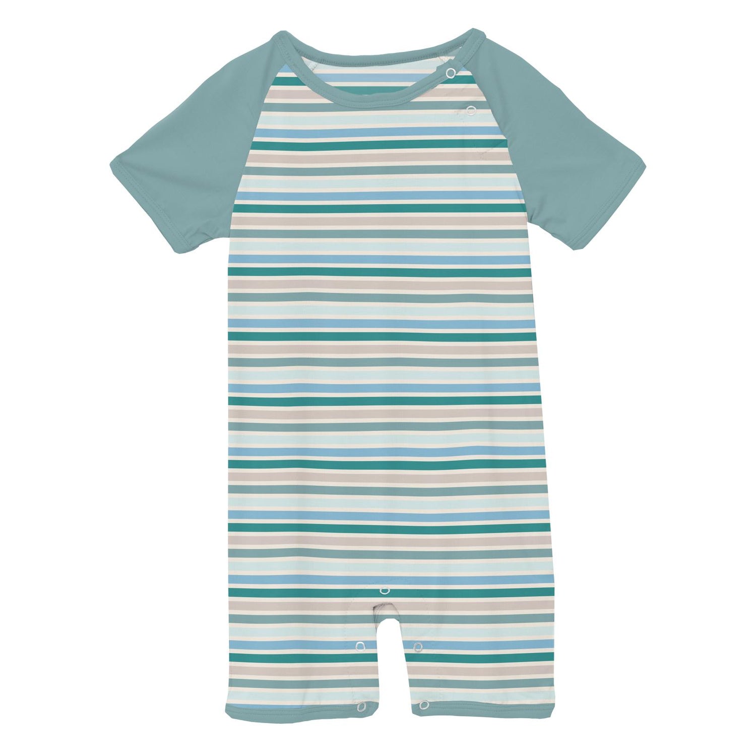 Print Short Sleeve Raglan Romper in Lakeside Stripe (318904)