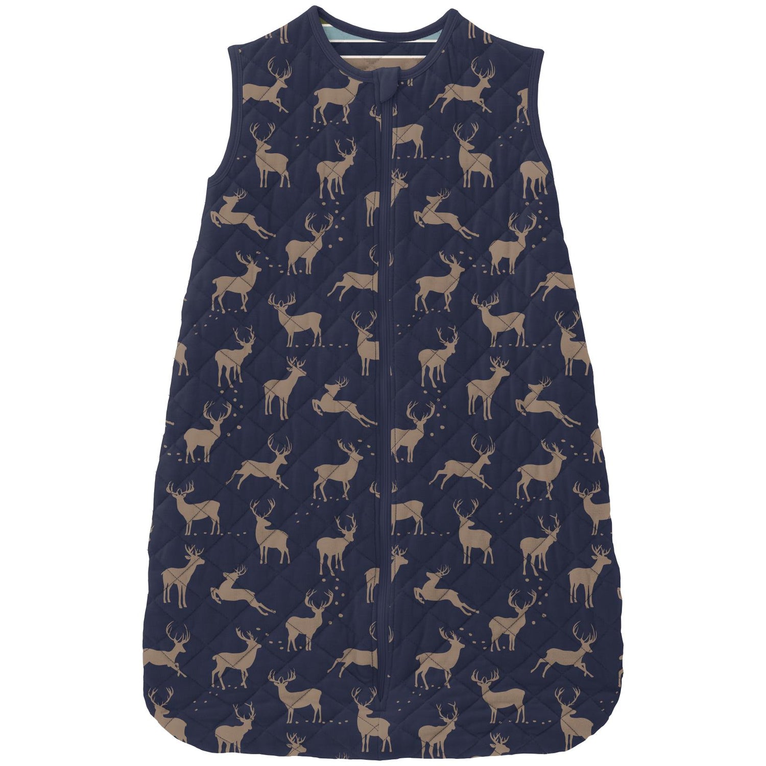 Print Quilted Sleep Bag with 2 Way Zipper in Peacoat Elk/Fall Vibes Stripe (342416)