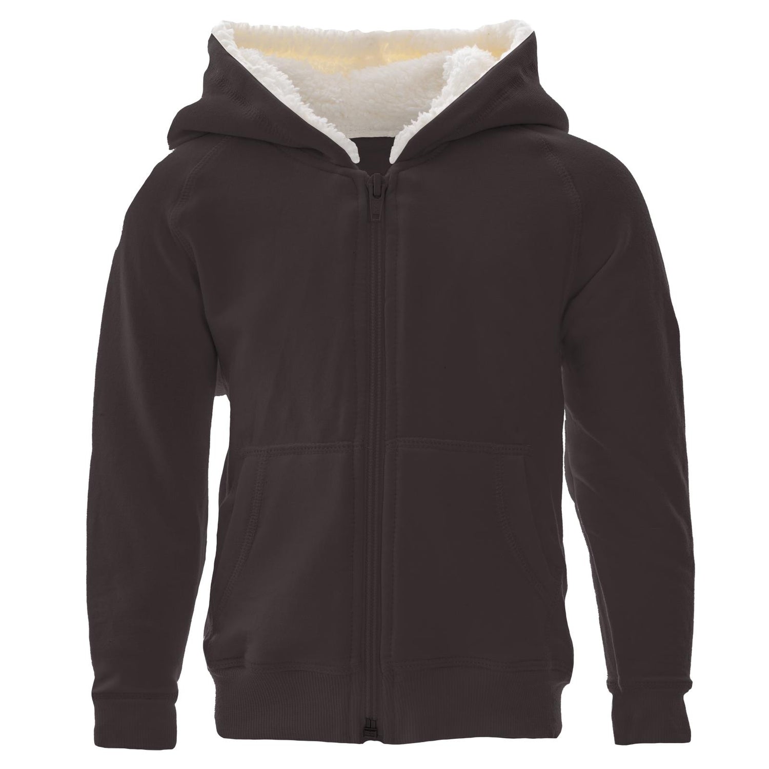 Fleece Zip-Front Hoodie with Sherpa-Lined Hood in Midnight (342507)