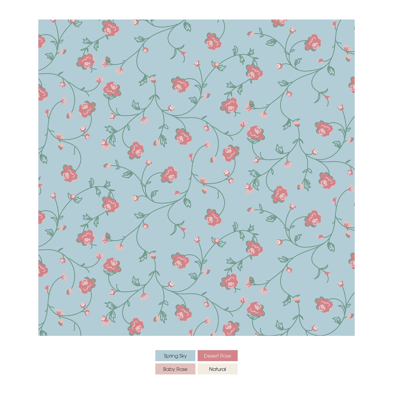 Women's Print Short Sleeve V-Neck Pajamas in Spring Sky Floral Vines (378714)