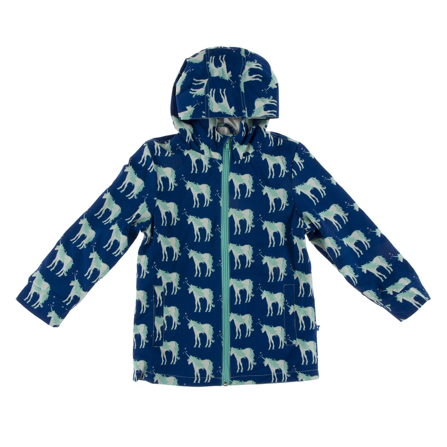 Print Terry-Lined Raincoat in Flag Blue Unicorns (383898)