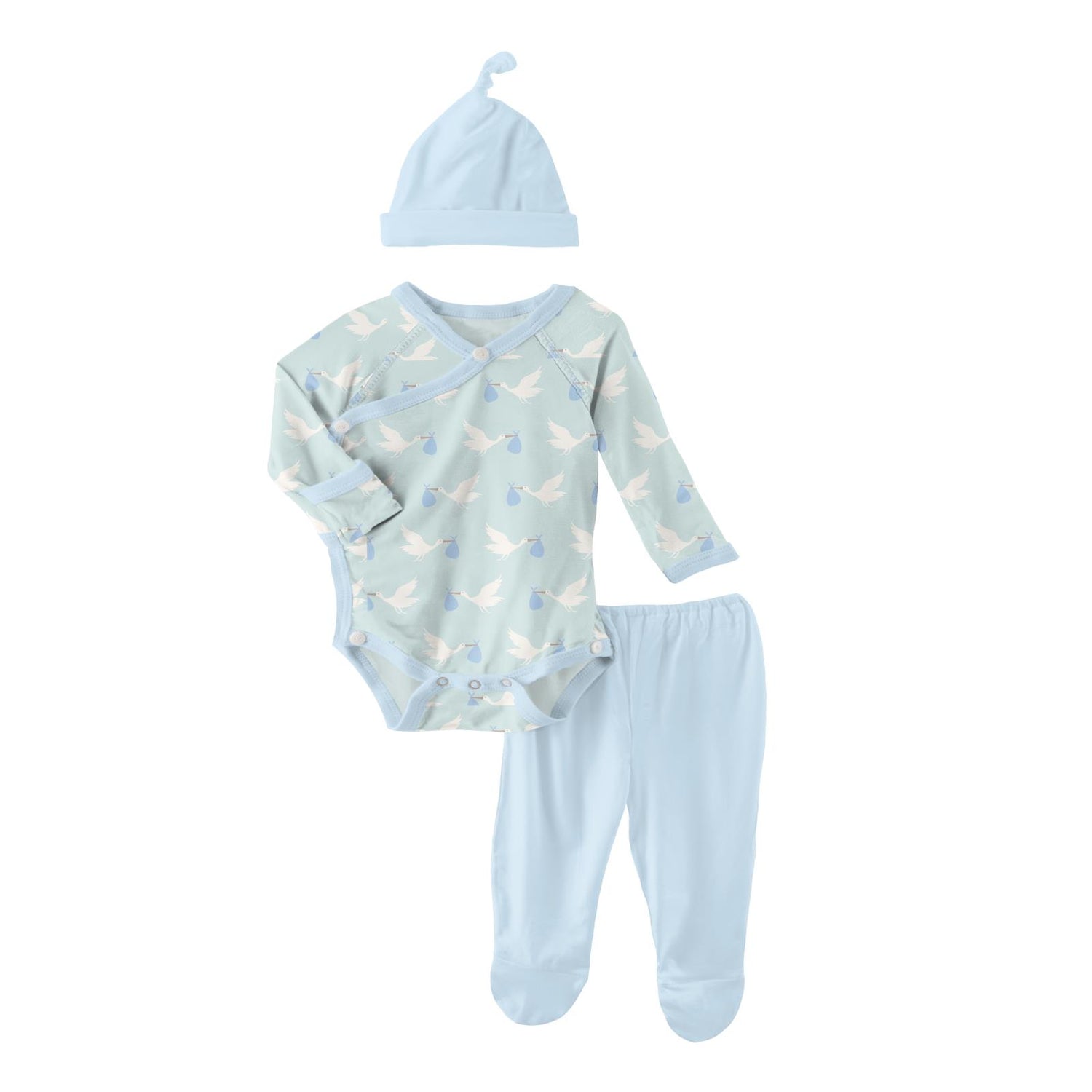 Kimono Newborn Gift Set with Elephant Box in Spring Sky Stork (223136)