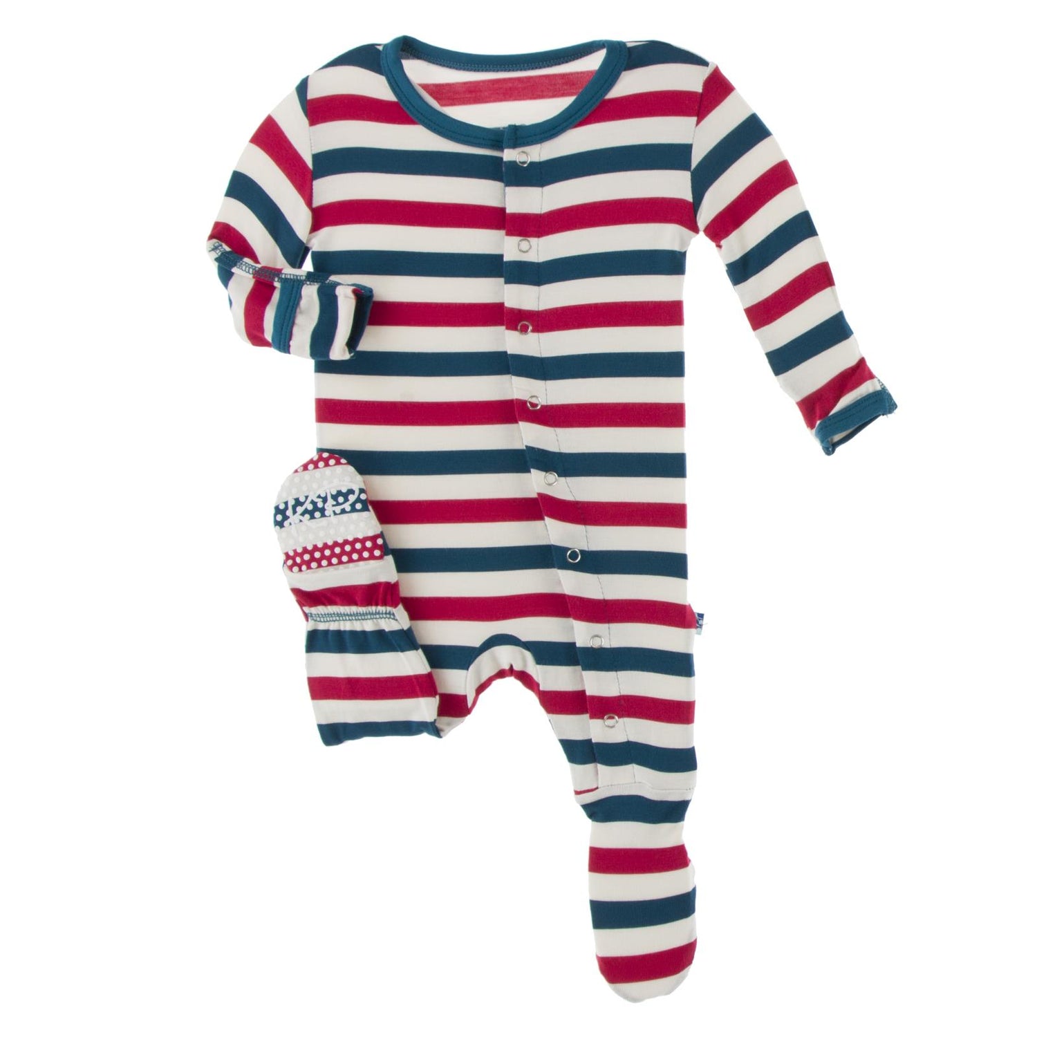 Print Footie with Snaps in USA Stripe (223173)