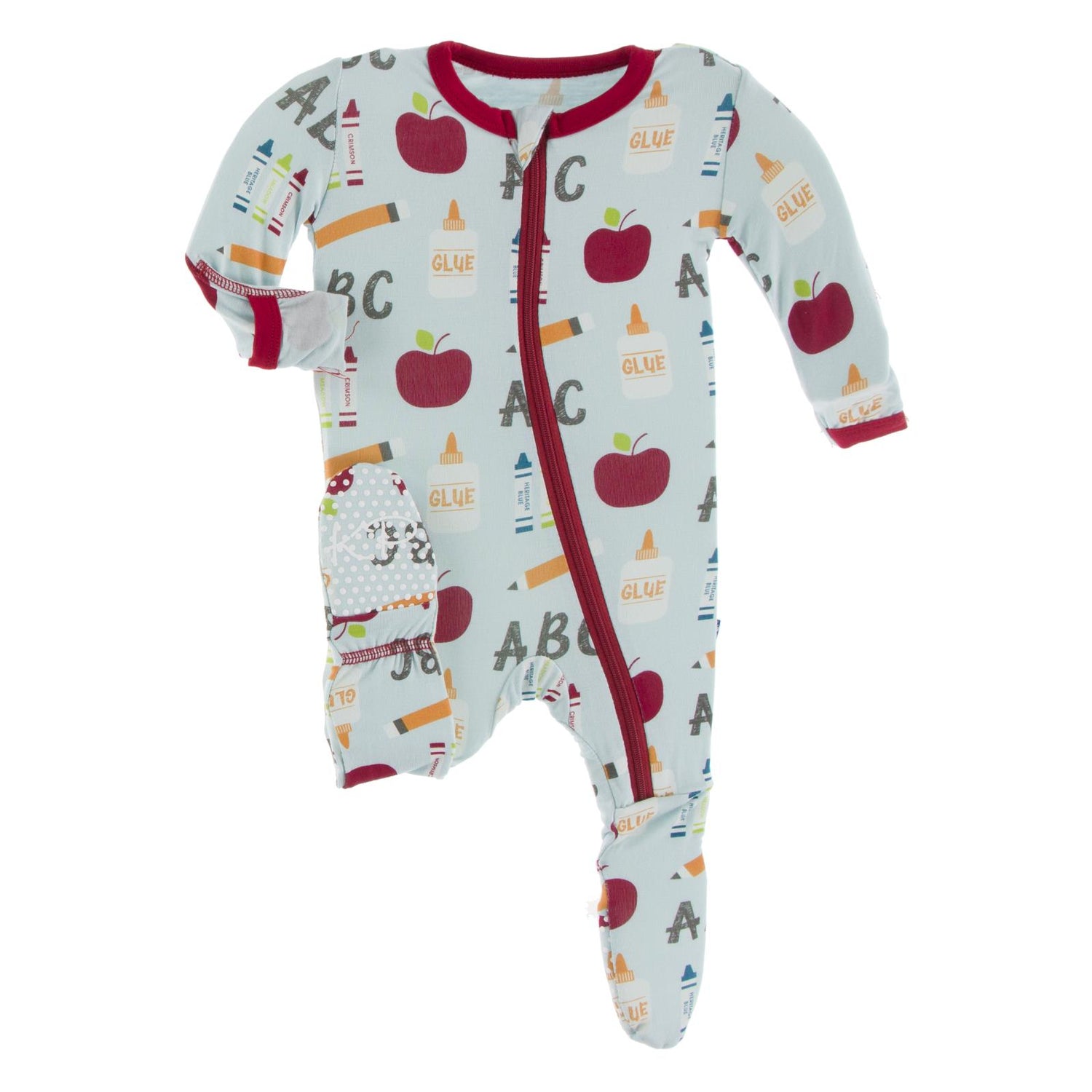 Print Footie with Zipper in Spring Sky First Day of School (223208)