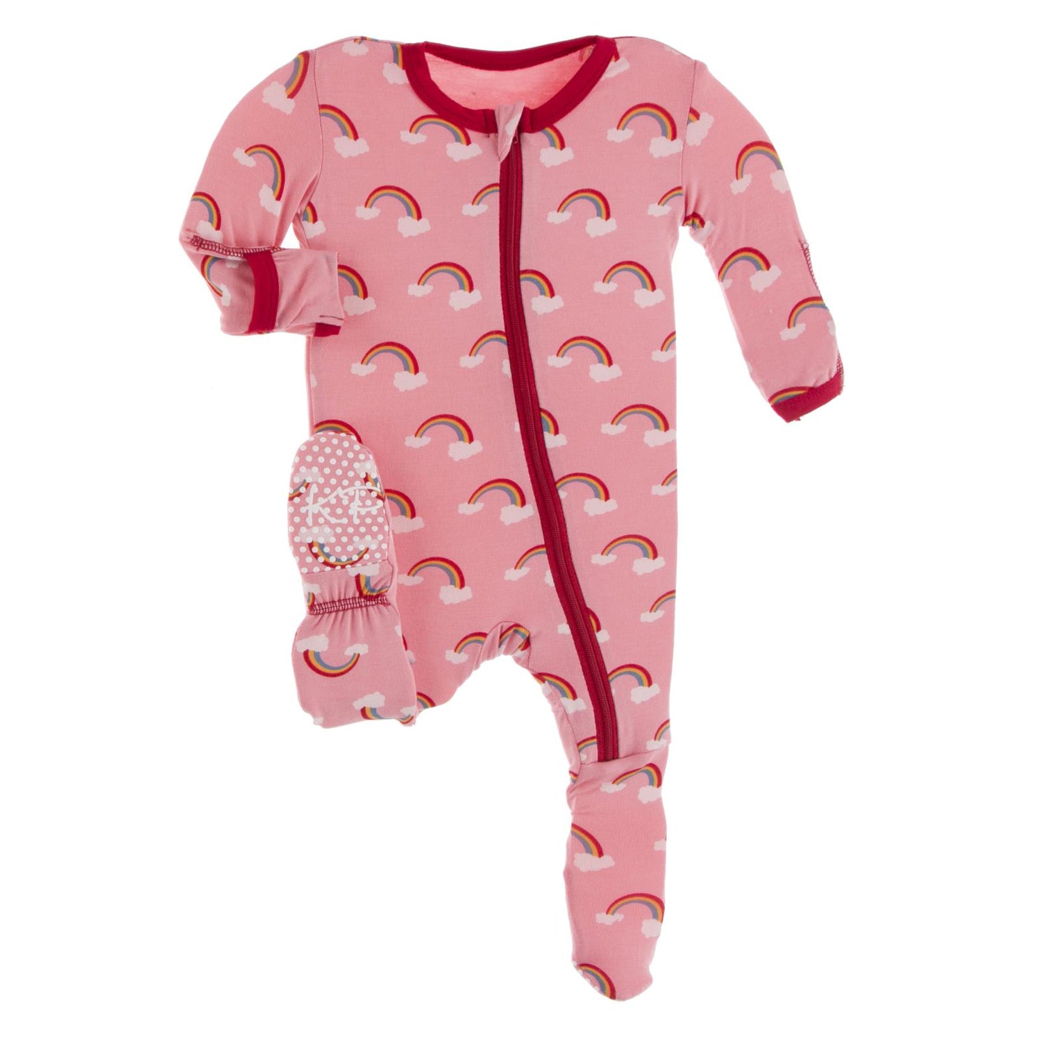 Print Footie with Zipper in Strawberry Rainbows (223234)
