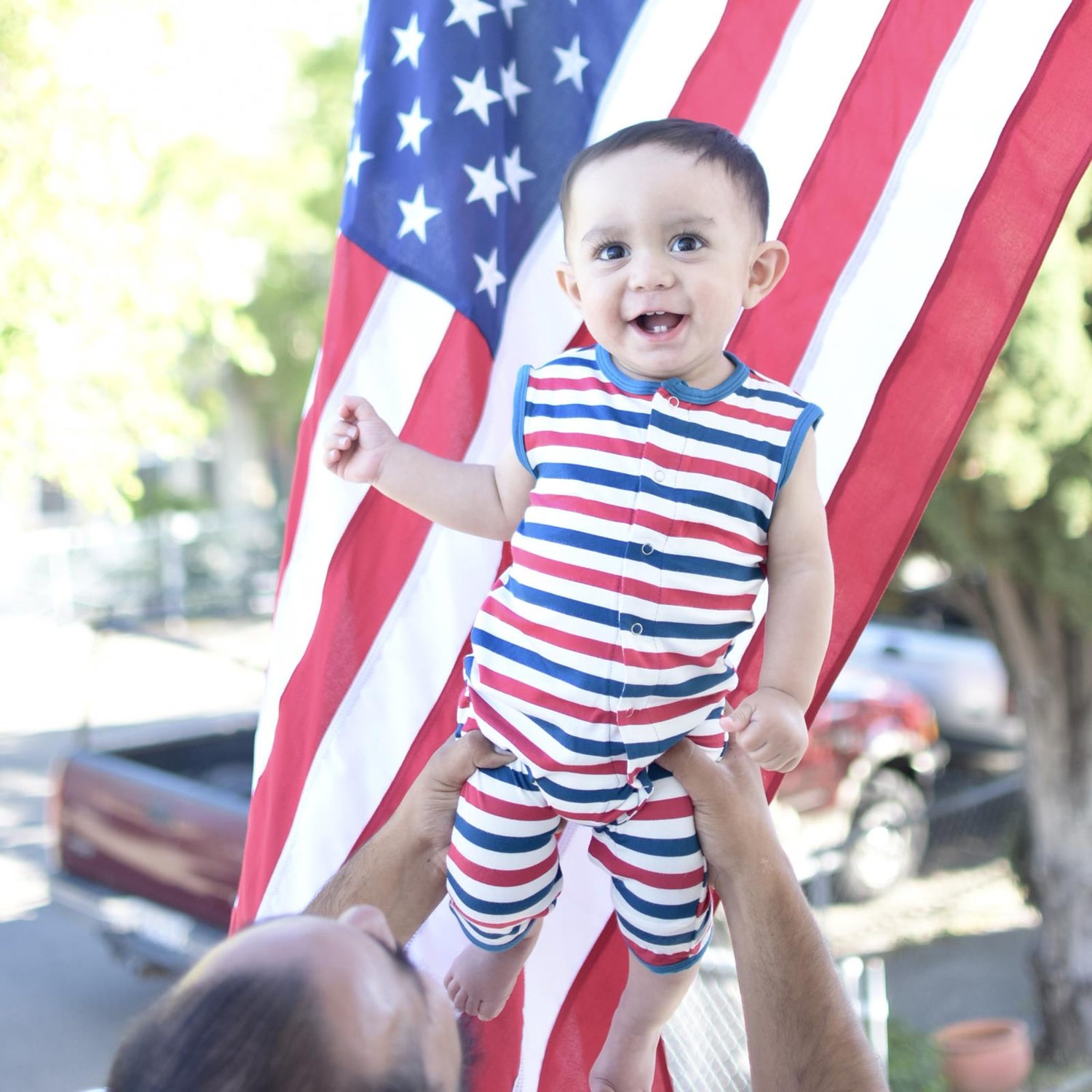 Print Tank Romper in USA Stripe (223276)
