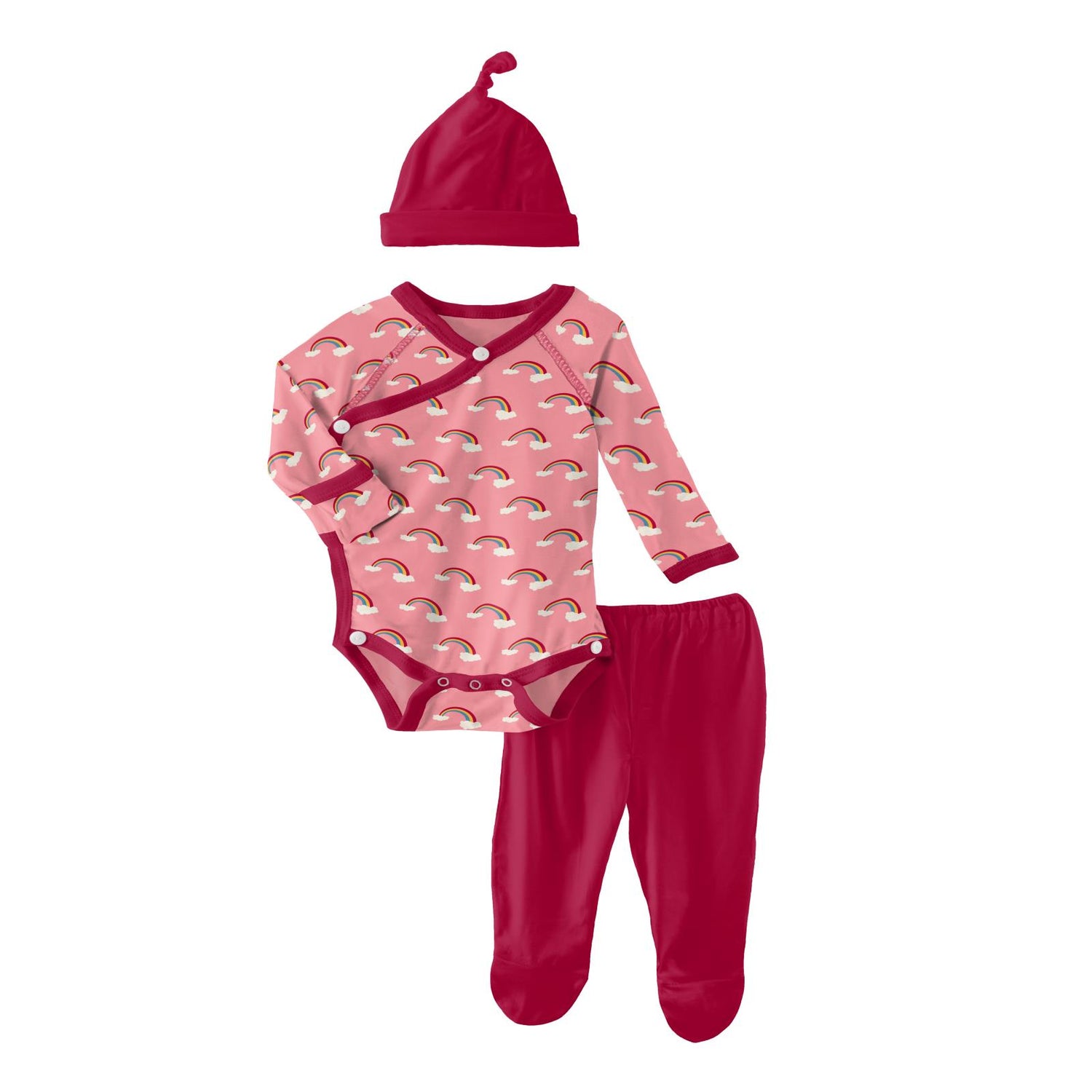 Kimono Newborn Gift Set with Elephant Box in Strawberry Rainbows (223289)