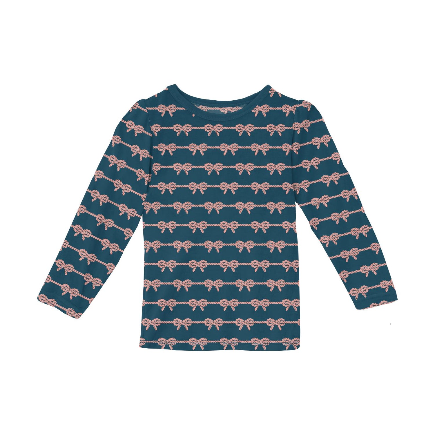 Print Long Sleeve Puff Tee in Peacock Boat Rope Bows (306099)
