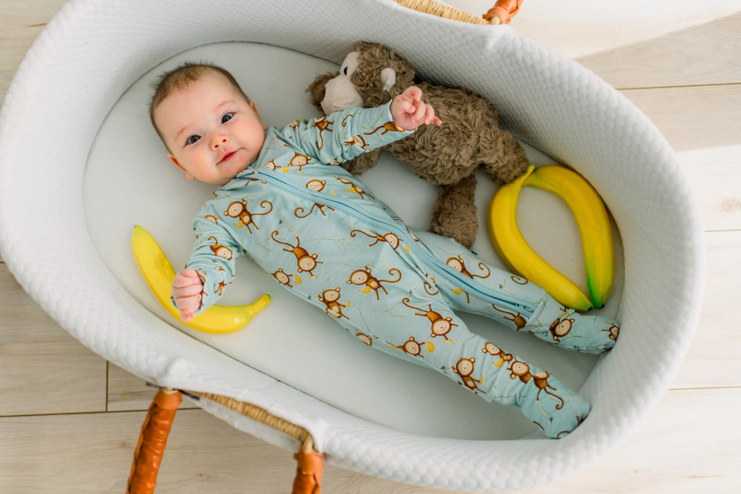 Print Convertible Coverall in Spring Sky Monkeys & Bananas (378004)