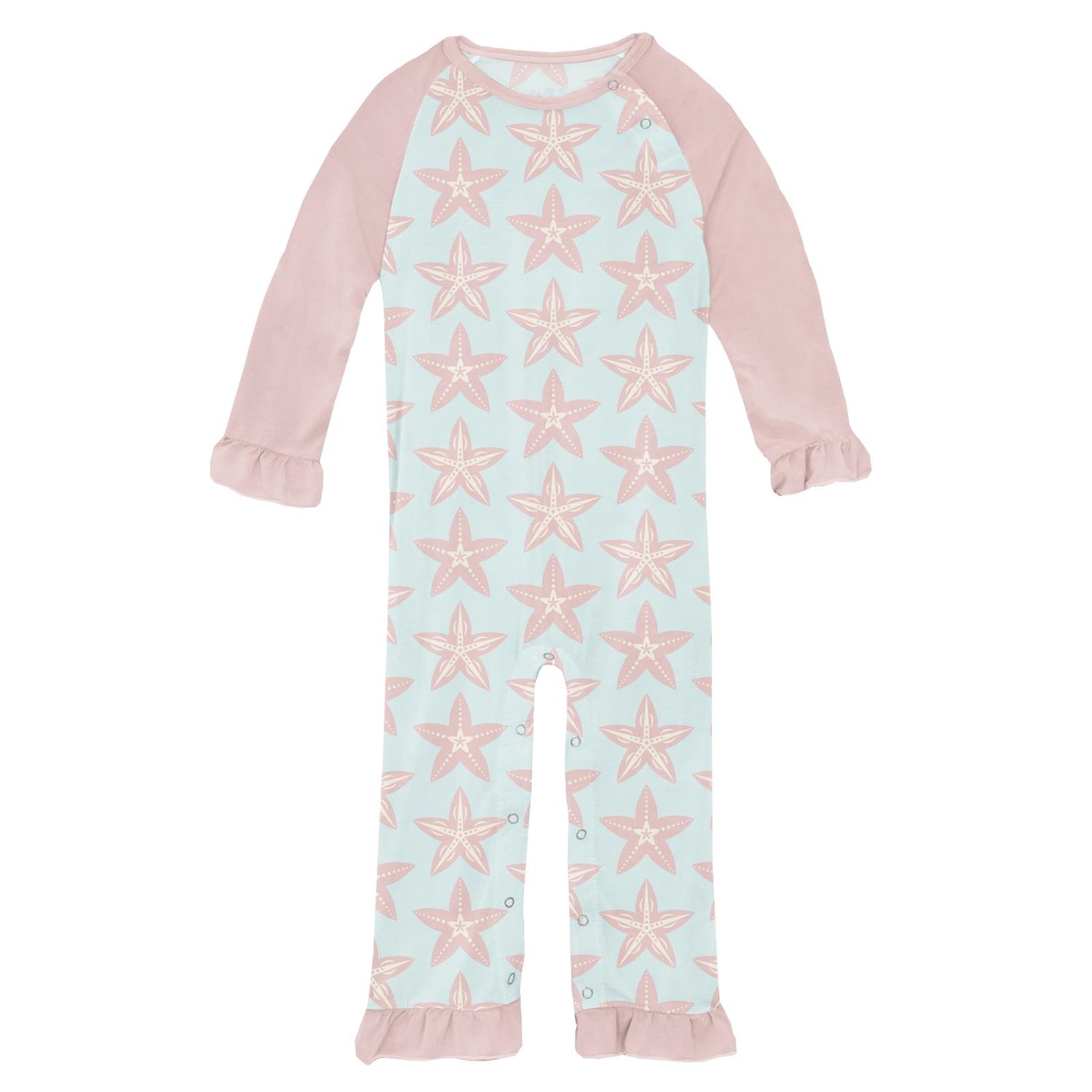 Print Ruffle Raglan Romper in Fresh Air Fancy Starfish (210301)