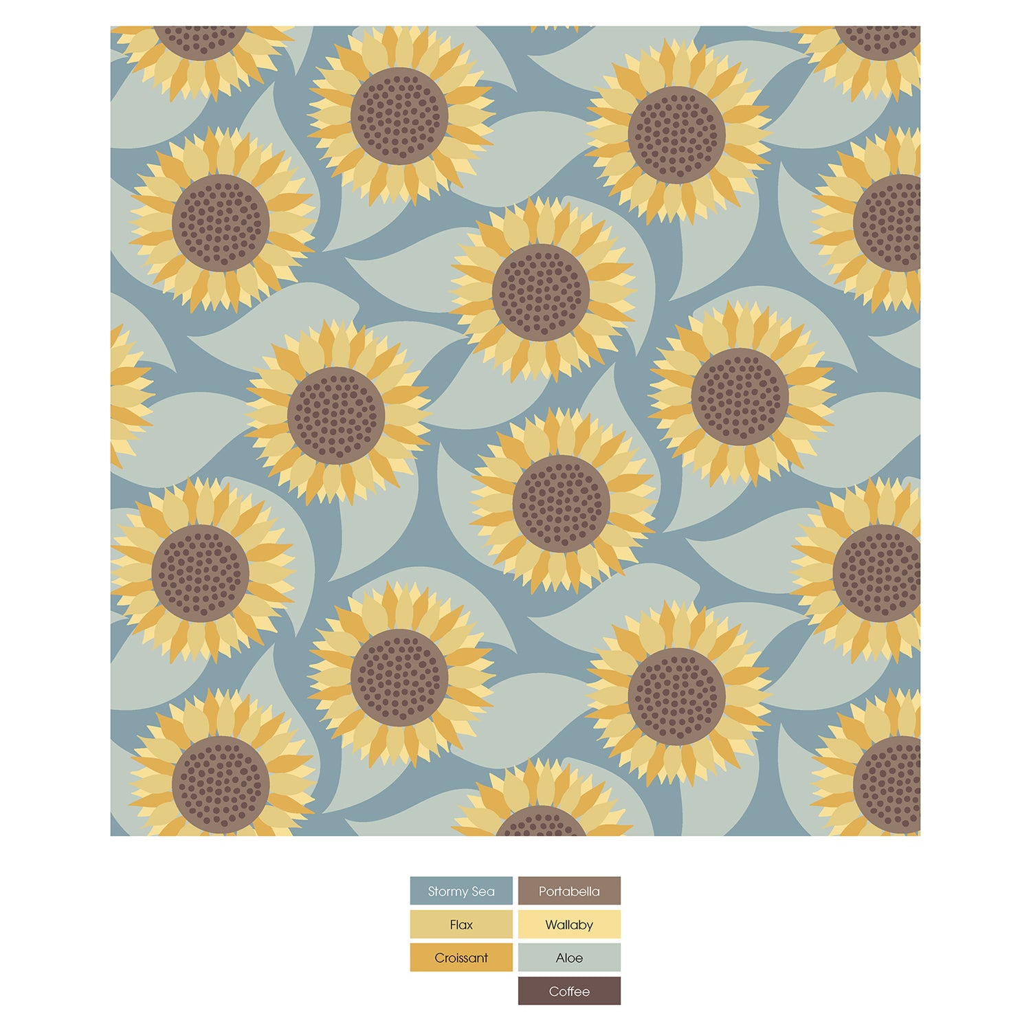 Print Long Sleeve Skirted One Piece in Stormy Sea Sunflower (340763)