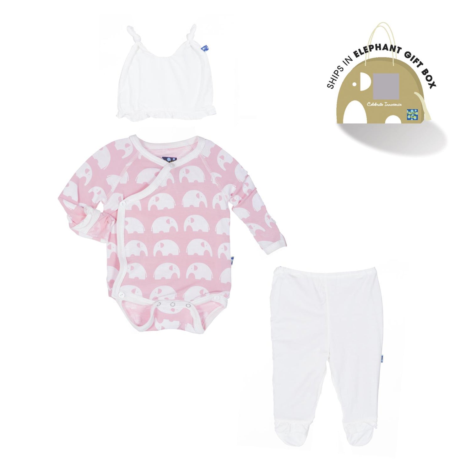 Ruffle Kimono Newborn Gift Set with Elephant Box in Lotus Elephant (356051)