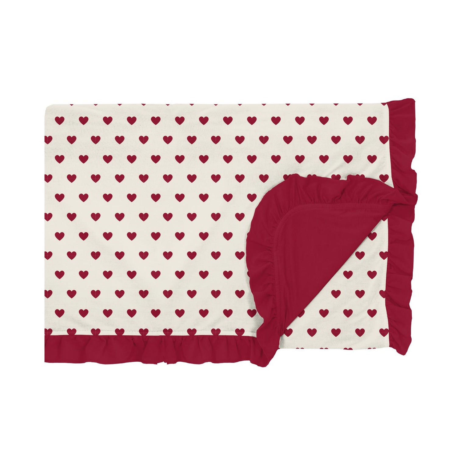 Print Ruffle Toddler Blanket in Natural Hearts (211623)