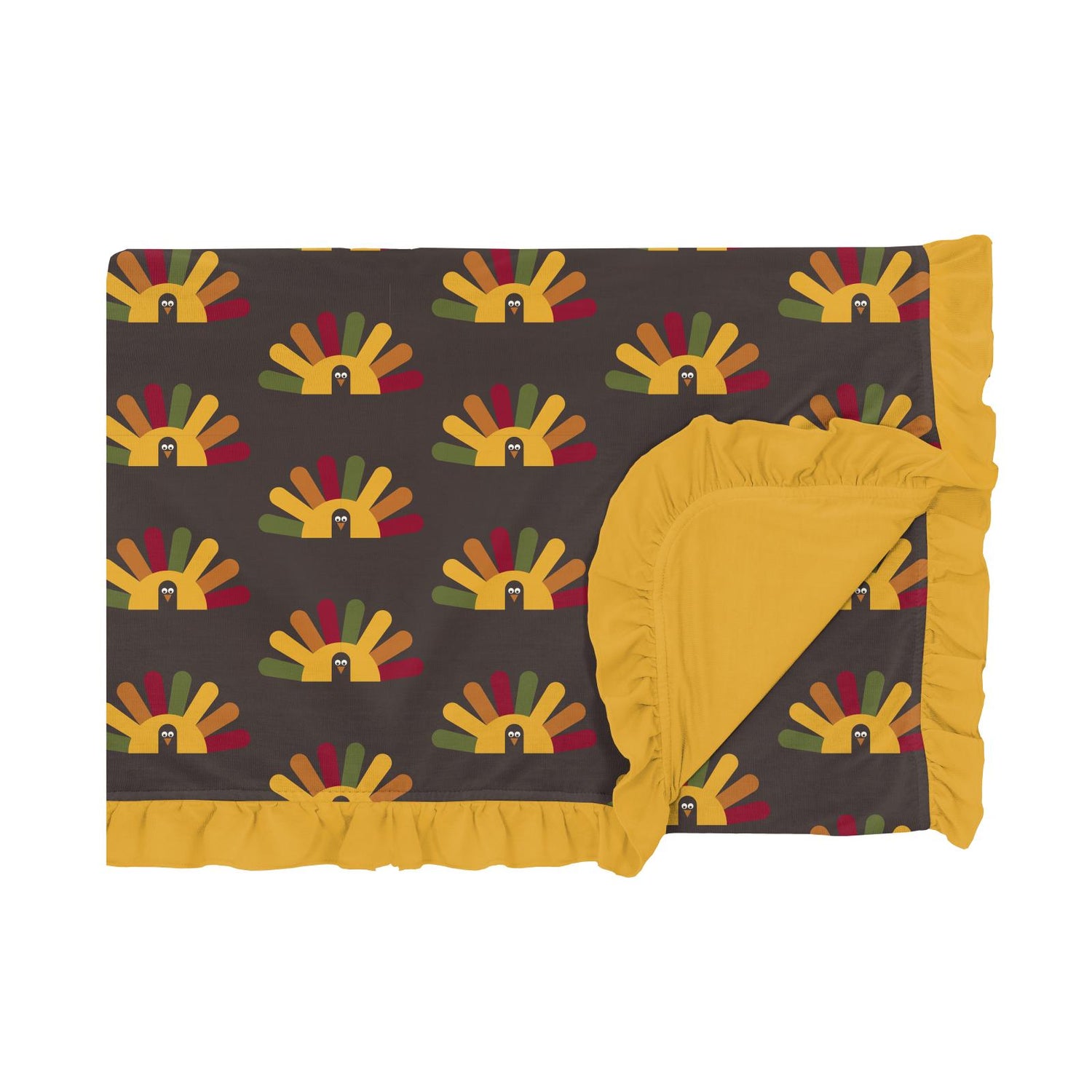 Print Ruffle Toddler Blanket in Bark Turkey (211626)