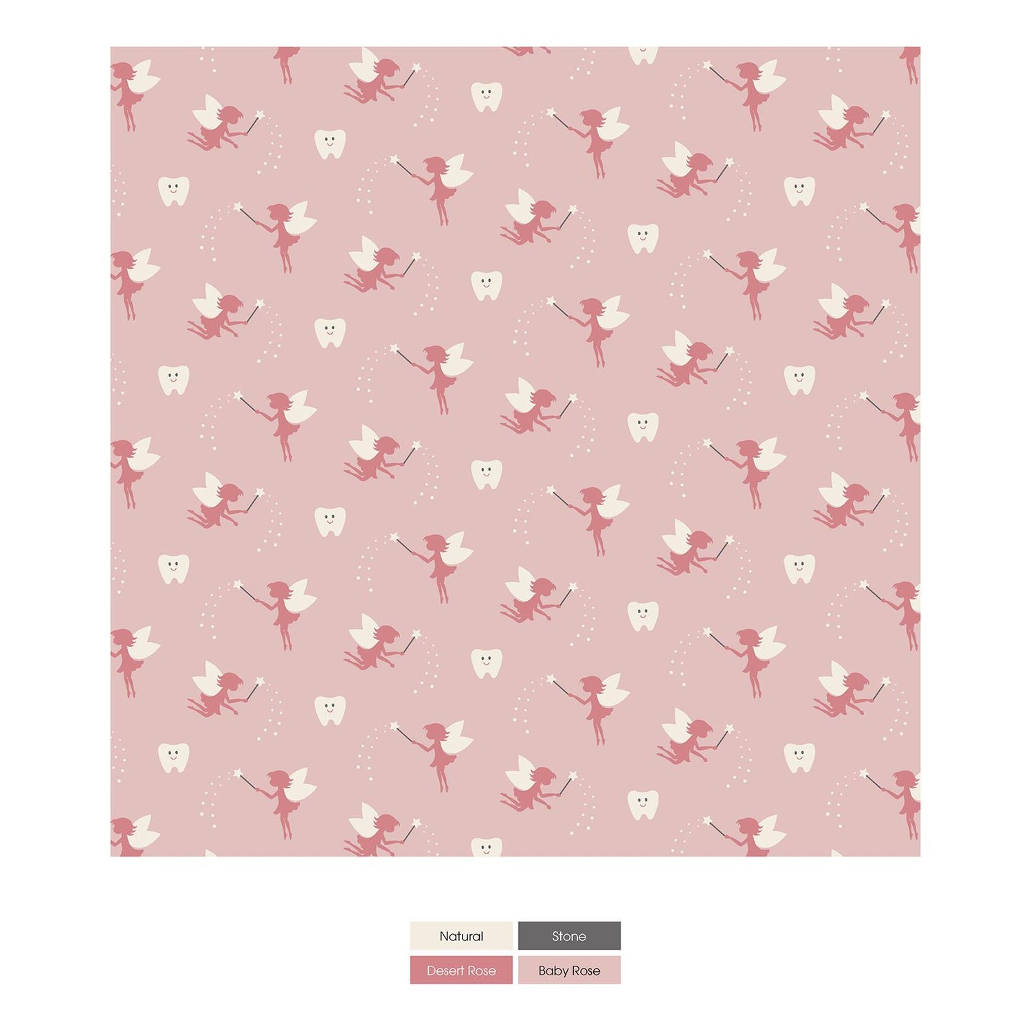 Print Foldover Pillowcase with Tooth Pouch in Baby Rose Tooth Fairy